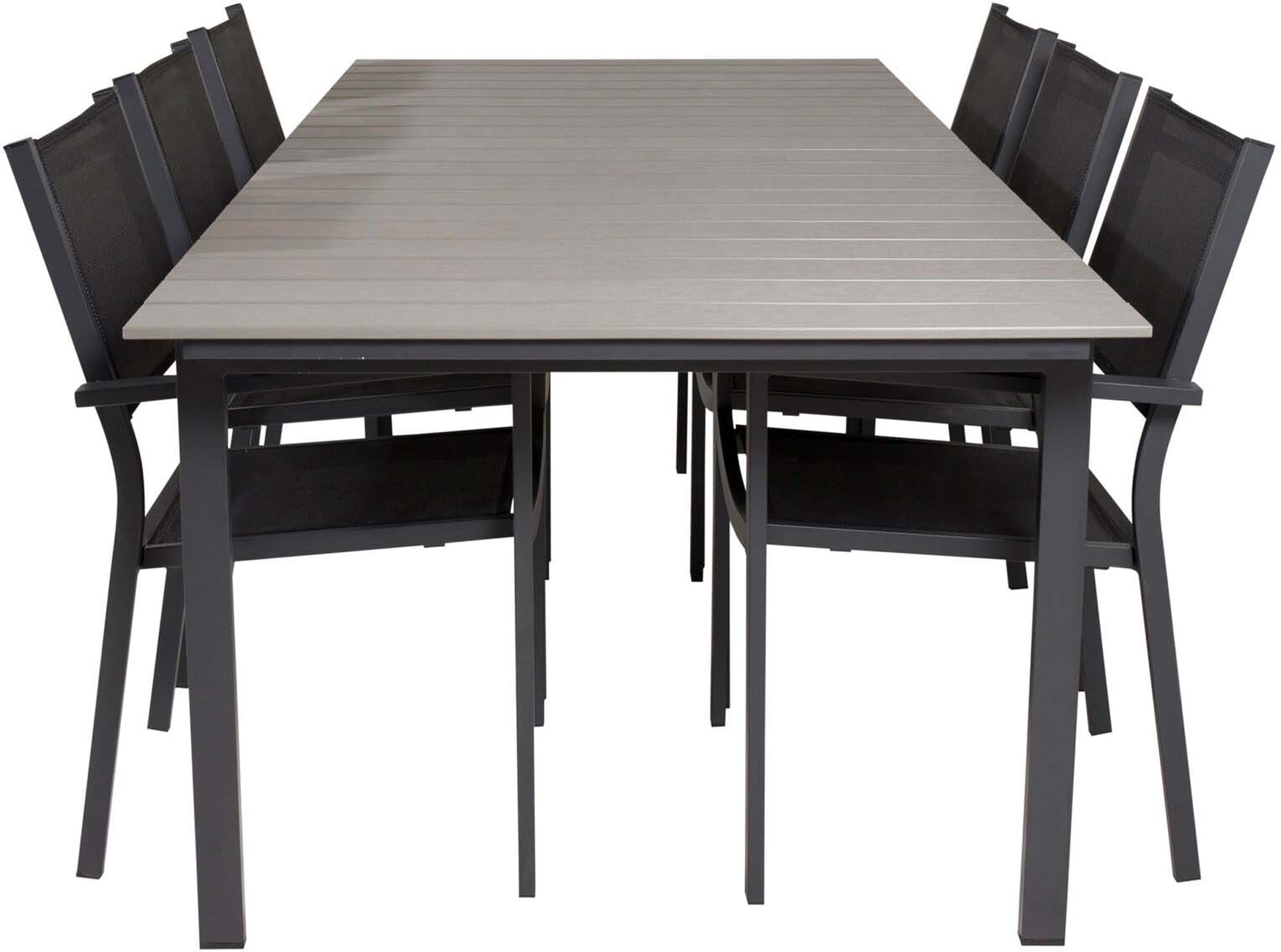 Levels Outdoor-Tischset + Copacabana 224cm/6St. in Schwarz präsentiert im Onlineshop von KAQTU Design AG. Gartentischset ist von Venture Home