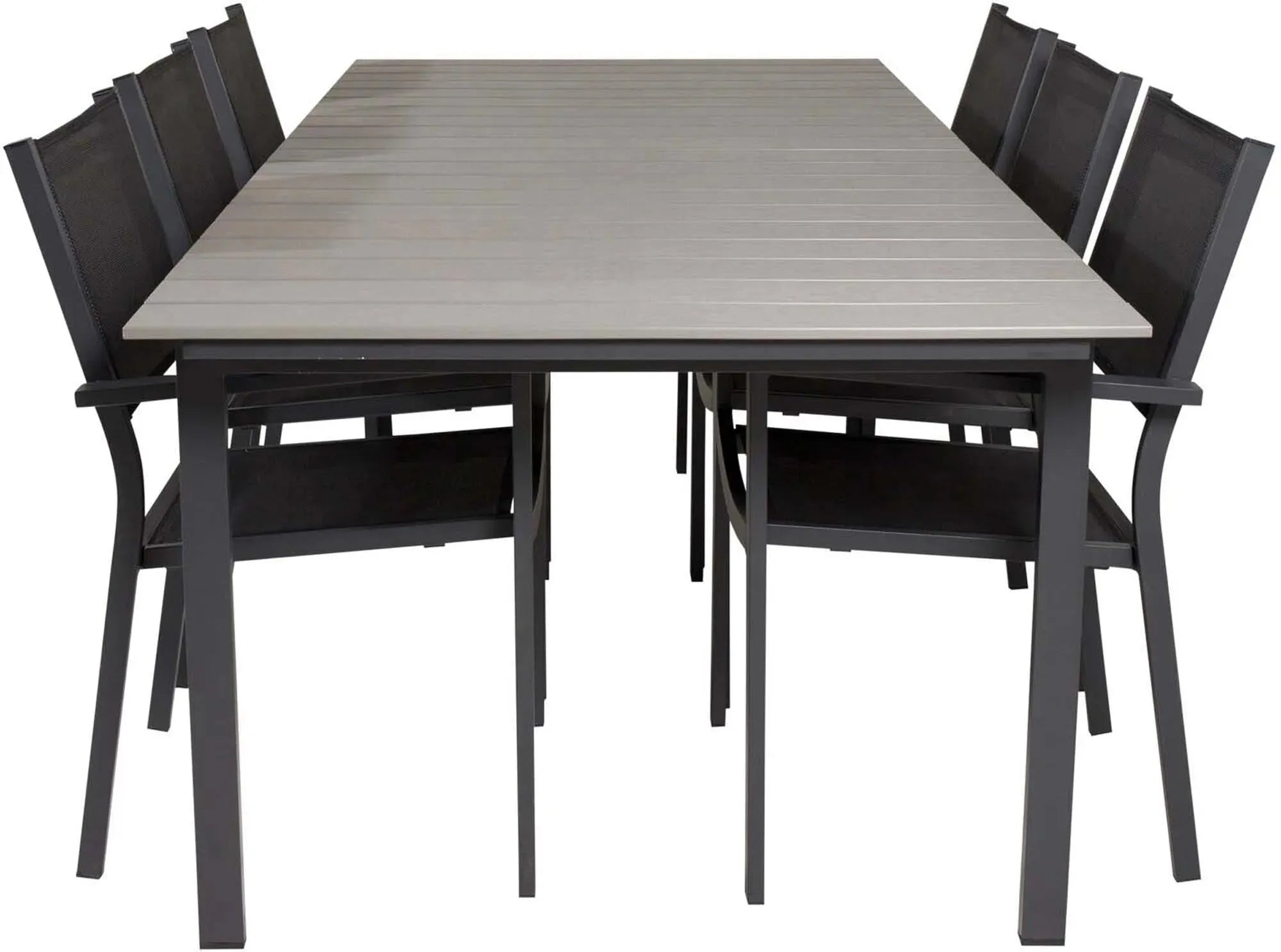 Das Levels Outdoor-Tischset von Venture Home bietet mit seinem 224cm Tisch und 6 Copacabana-Stühlen stilvolle Eleganz und Funktionalität für Ihre Terrasse.
