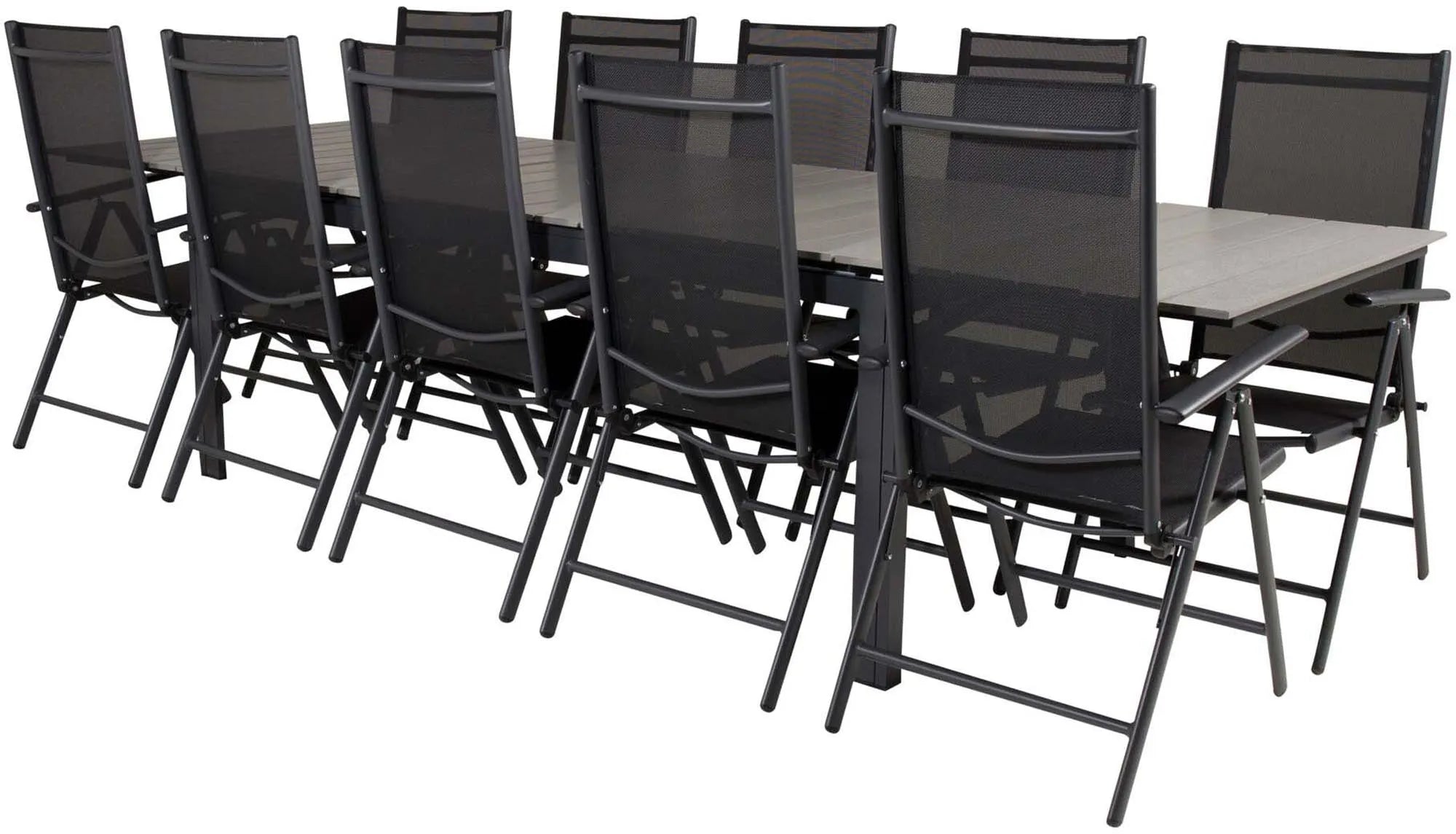Robustes Outdoor-Tischset für 8, perfekt für gesellige Runden.