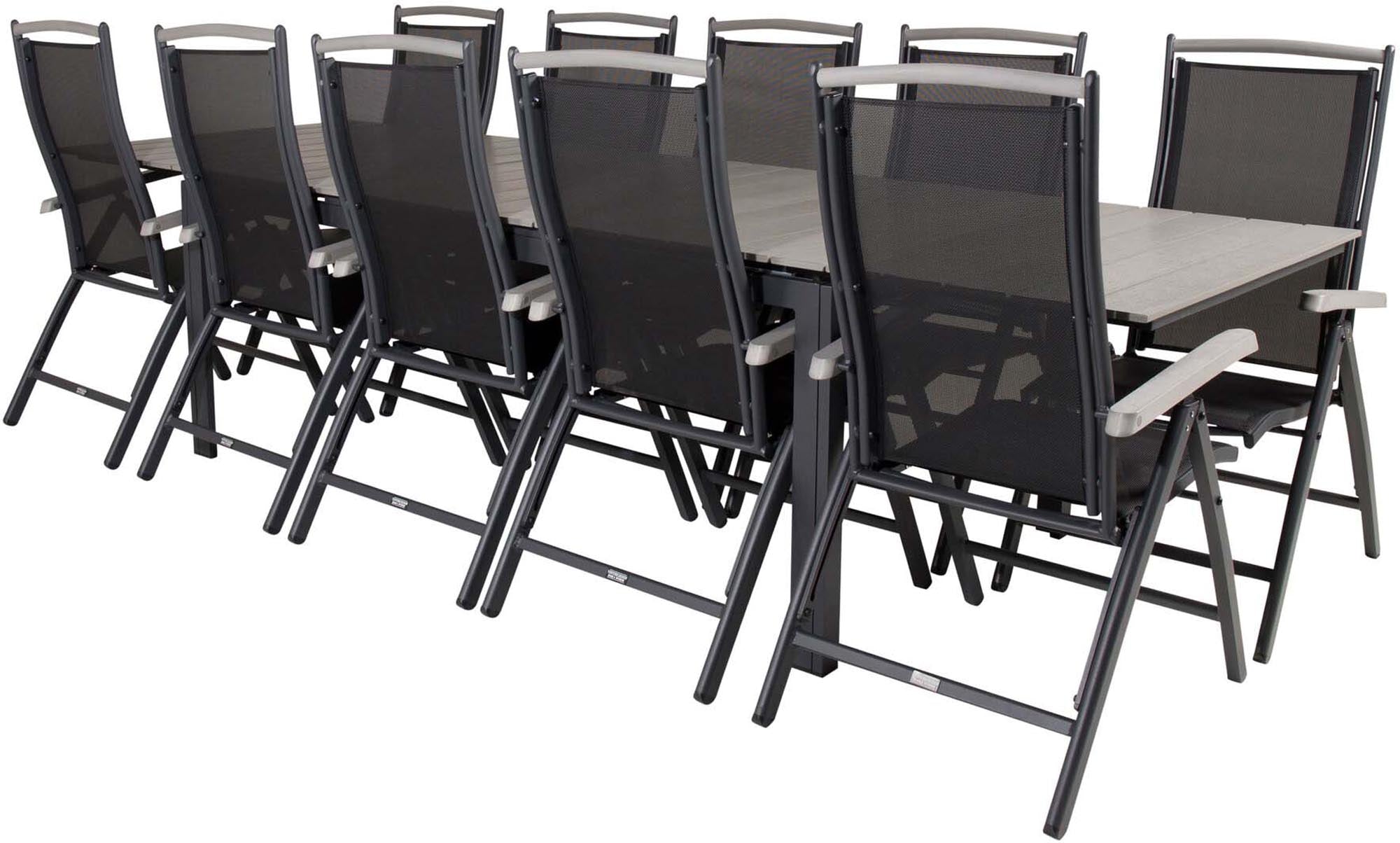 Levels Outdoor-Tischset + Albany 224cm/8St. in Schwarz präsentiert im Onlineshop von KAQTU Design AG. Gartentischset ist von Venture Home