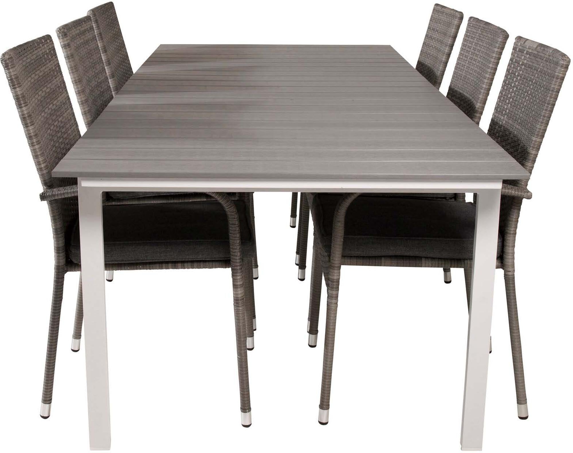 Levels Outdoor-Tischset + Anna 224cm/6St. in Grau präsentiert im Onlineshop von KAQTU Design AG. Gartentischset ist von Venture Home