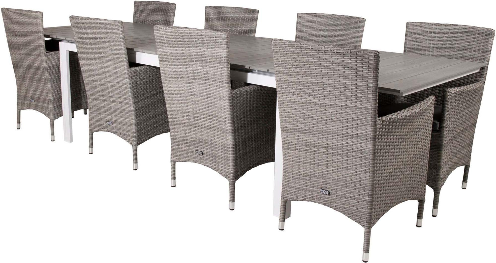 Levels Outdoor-Tischset + Malin 229cm/8St. in Grau präsentiert im Onlineshop von KAQTU Design AG. Gartentischset ist von Venture Home