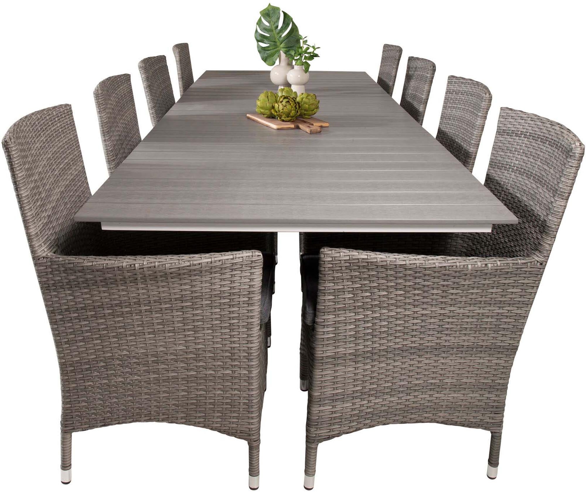Levels Outdoor-Tischset + Malin 229cm/8St. in Grau präsentiert im Onlineshop von KAQTU Design AG. Gartentischset ist von Venture Home