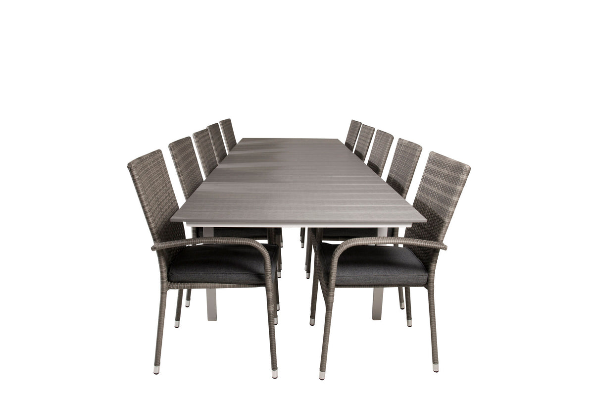 Levels Outdoor-Tischset + Anna 224cm/8St. in Grau präsentiert im Onlineshop von KAQTU Design AG. Gartentischset ist von Venture Home