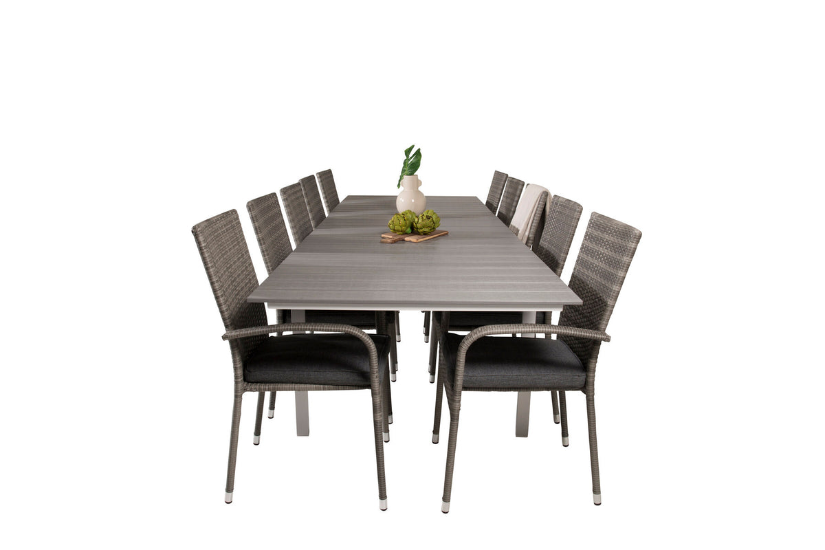 Levels Outdoor-Tischset + Anna 224cm/8St. in Grau präsentiert im Onlineshop von KAQTU Design AG. Gartentischset ist von Venture Home