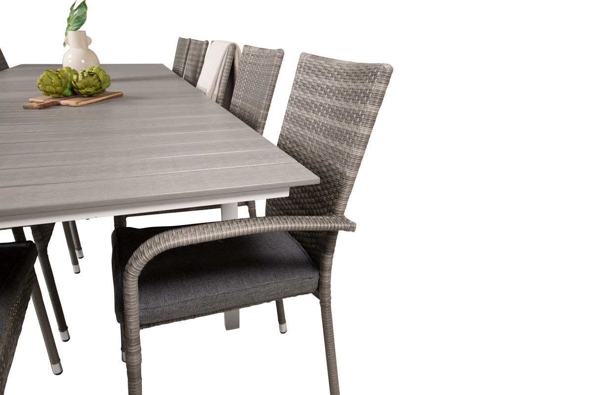 Levels Outdoor-Tischset + Anna 224cm/8St. in Grau präsentiert im Onlineshop von KAQTU Design AG. Gartentischset ist von Venture Home