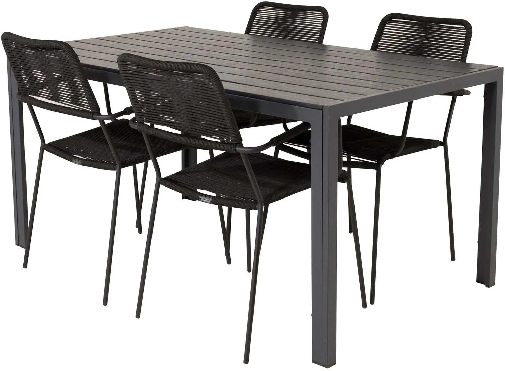 Elegantes Break Tischset mit 4 Lindos Stühlen für Outdoor-Entspannung.