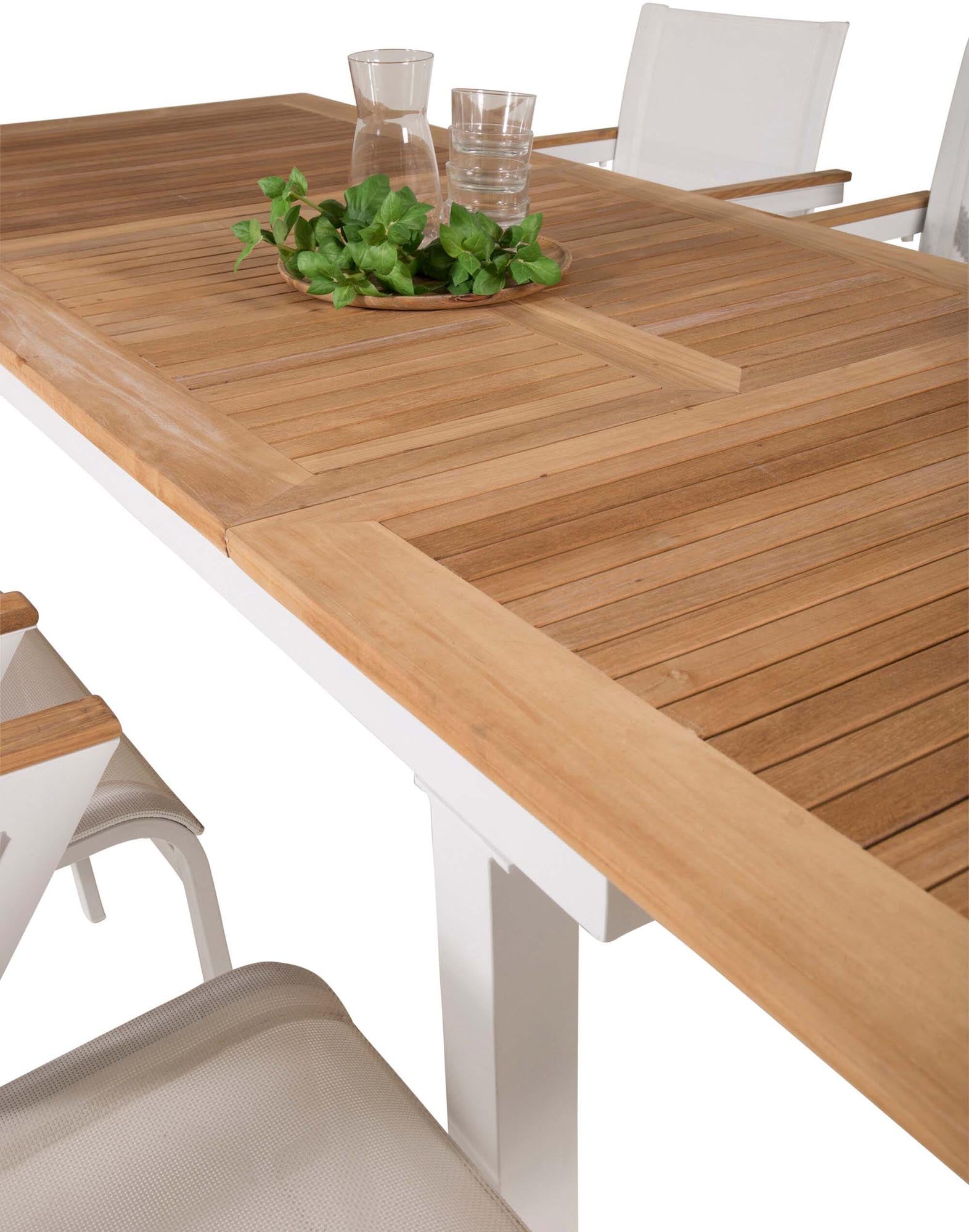 Panama Outdoor-Tischset + Mexico 160cm/6St. in Weiss präsentiert im Onlineshop von KAQTU Design AG. Gartentischset ist von Venture Home