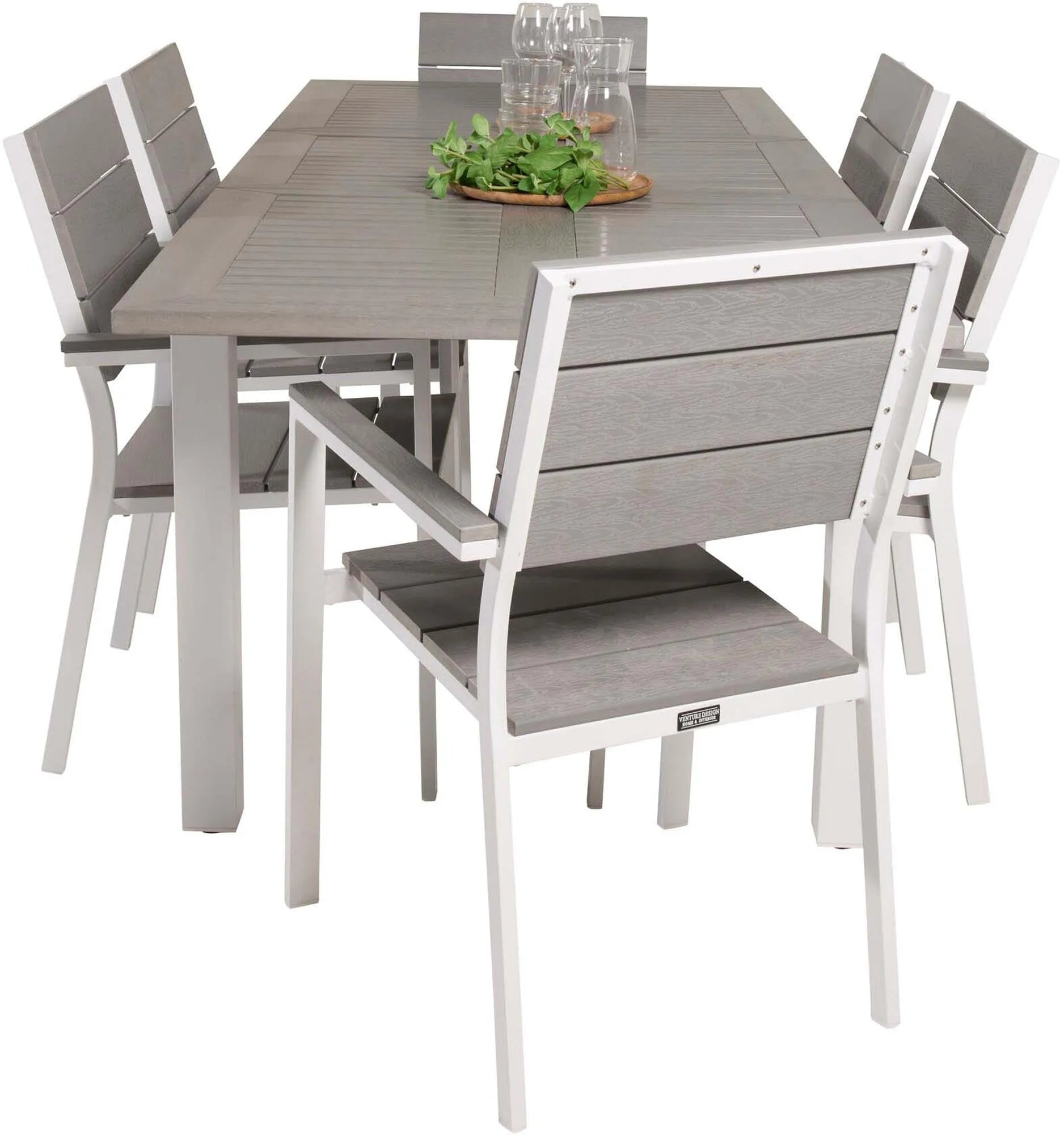 Venture Home Albany: Anpassbares Outdoor-Set mit 6 Stühlen, 152cm.