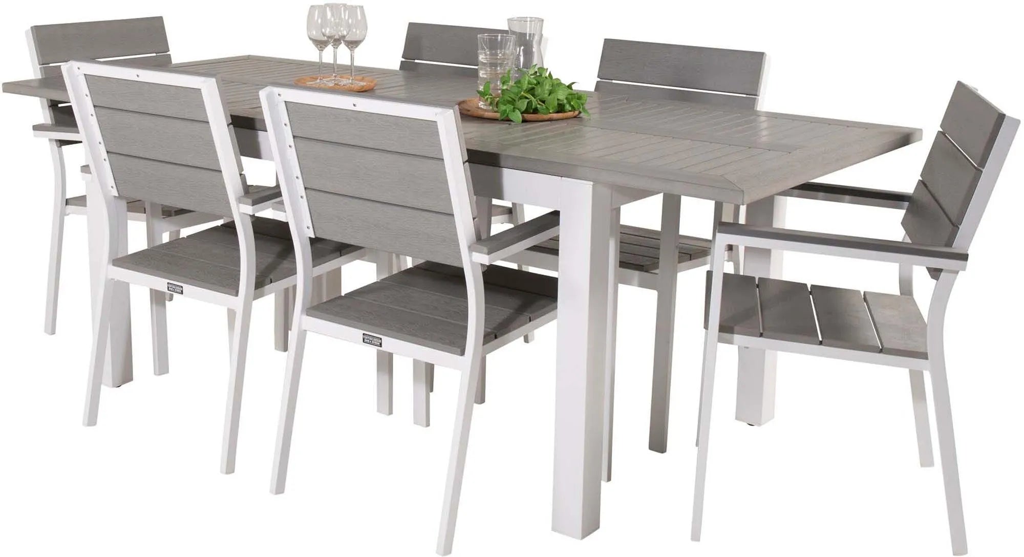 Elegantes Albany Outdoor-Set: Ausziehbarer Tisch & 6 Stühle.