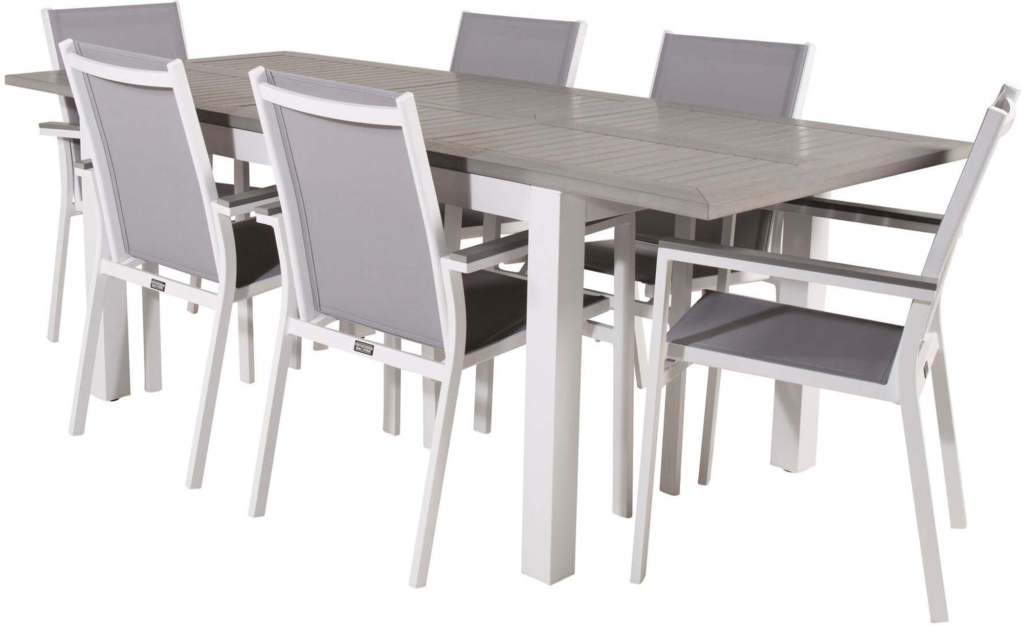 Albany Outdoor-Tischset + Parma 152cm/6St. in Grau weiss präsentiert im Onlineshop von KAQTU Design AG. Gartentischset ist von Venture Home