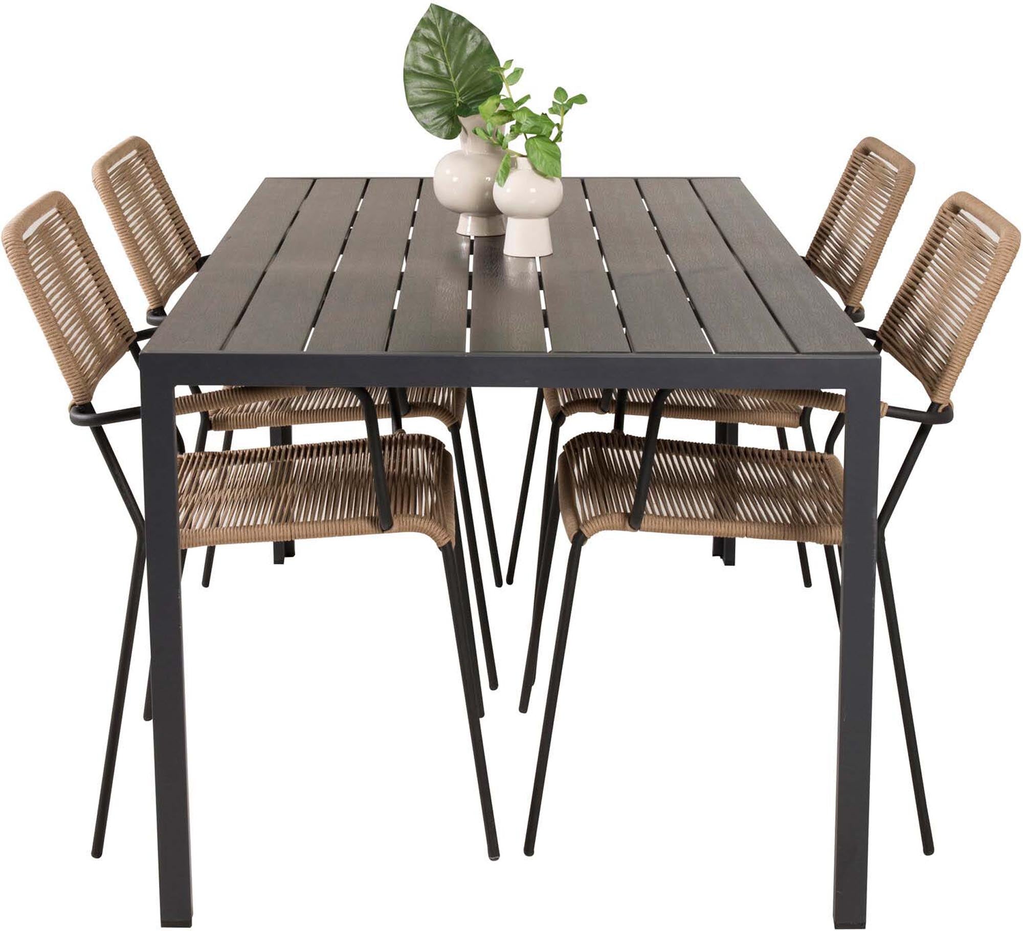 Break Outdoor-Tischset + Lindos Arm 150cm/4St. in Schwarz Braun präsentiert im Onlineshop von KAQTU Design AG. Gartentischset ist von Venture Home