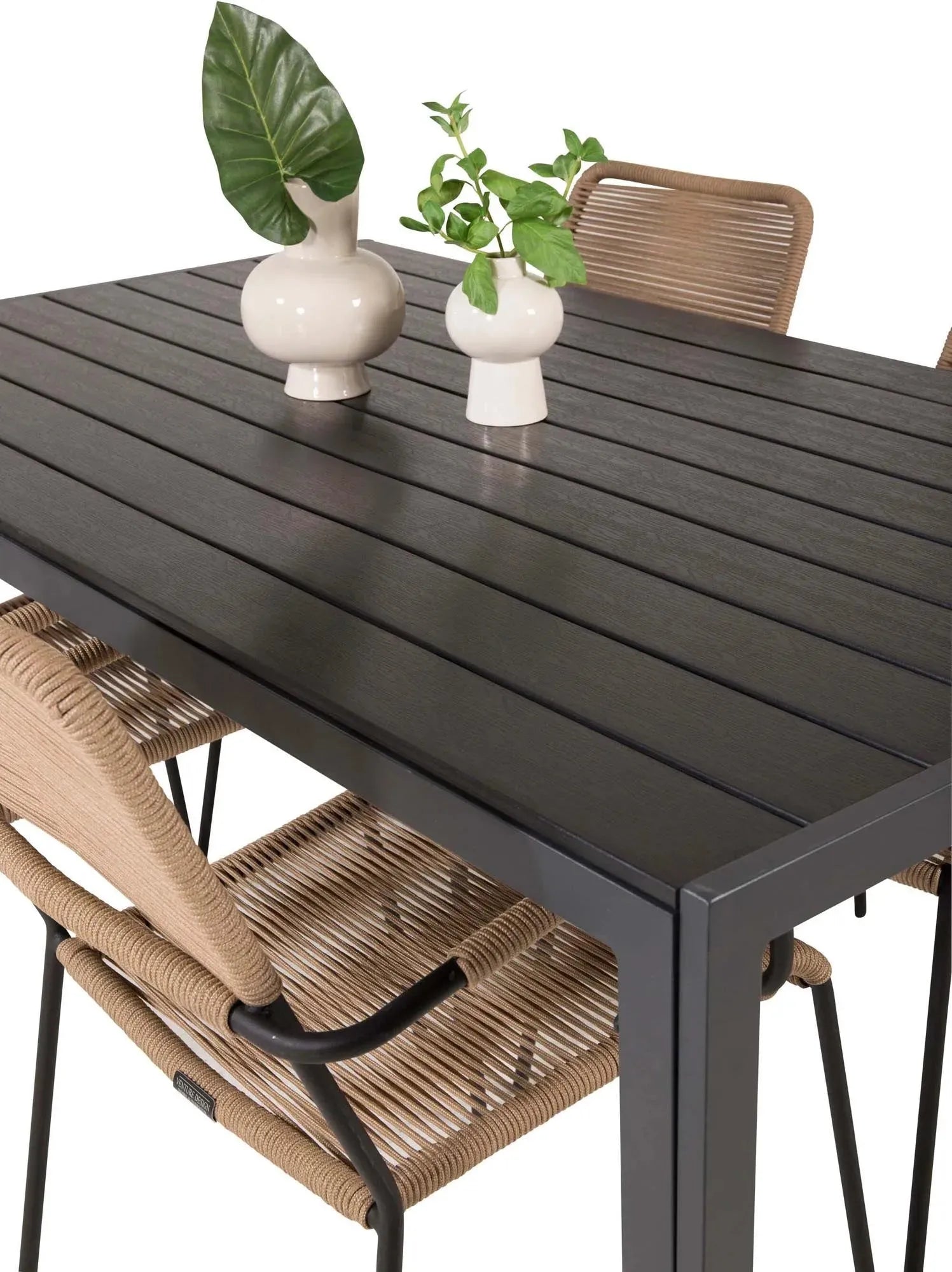 Stilvolles Break Tischset mit 4 Lindos Stühlen für Outdoor-Genuss.