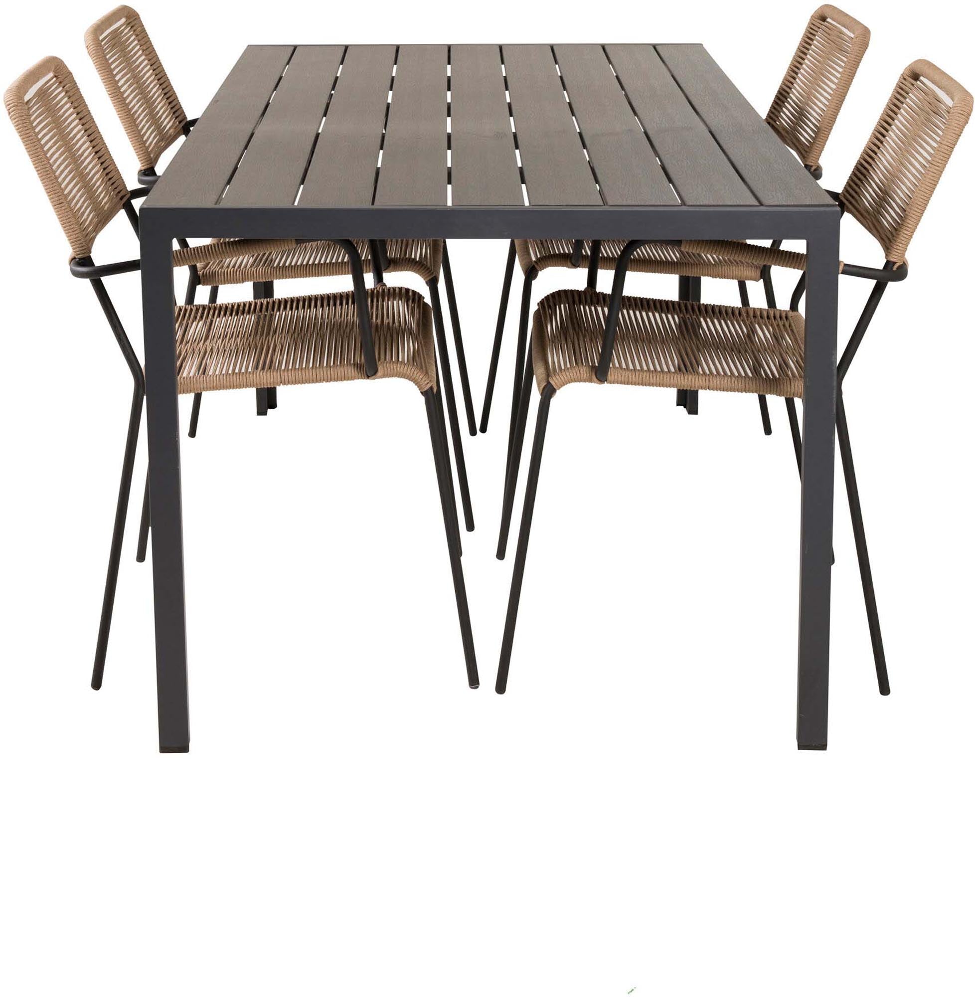 Break Outdoor-Tischset + Lindos Arm 150cm/4St. in Schwarz Braun präsentiert im Onlineshop von KAQTU Design AG. Gartentischset ist von Venture Home