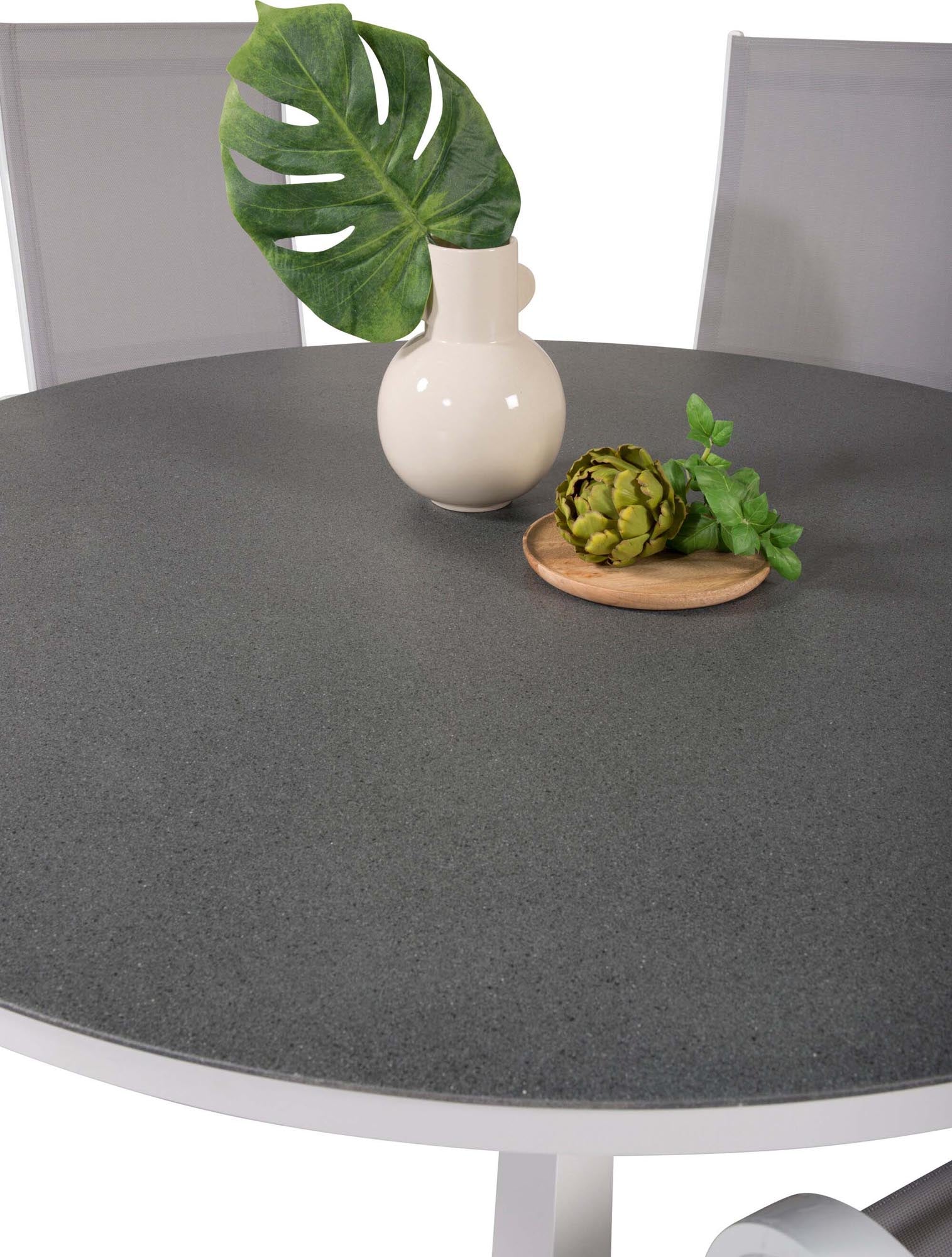 Copacabana Outdoor-Tischset ⌀140cm/6St. in Grau weiss präsentiert im Onlineshop von KAQTU Design AG. Gartentischset ist von Venture Home