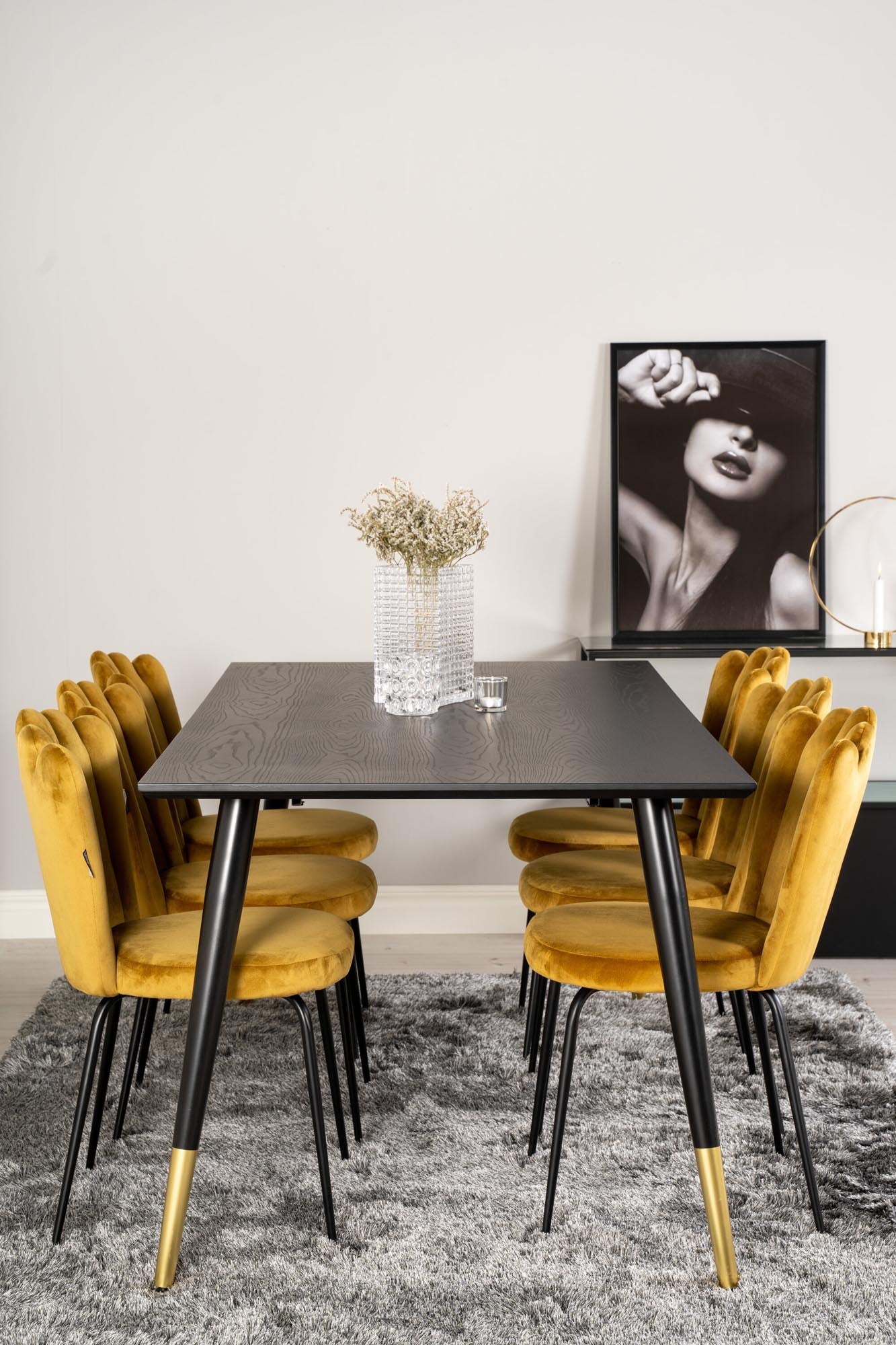 Dipp Esszimmerset + Limhamn 180cm/6St. in Schwarz Gelb präsentiert im Onlineshop von KAQTU Design AG. Esszimmerset ist von Venture Home