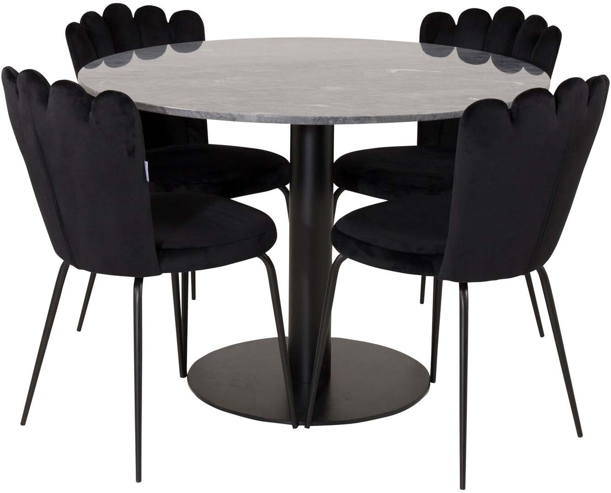Estelle Esszimmerset + Limhamn Light ⌀106cm/4St. in Schwarz präsentiert im Onlineshop von KAQTU Design AG. Esszimmerset ist von Venture Home