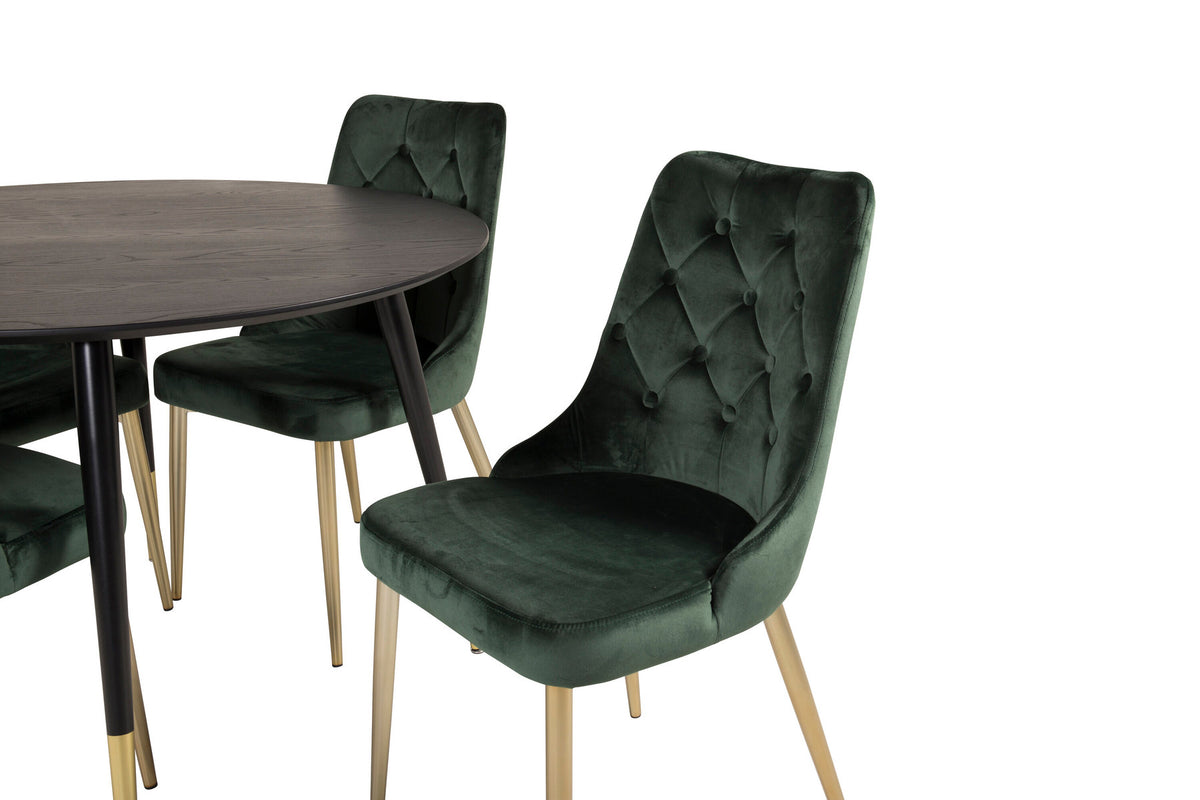 Dipp Esszimmerset + Velvet Deluxe ⌀115cm/4St. in Gold, Grün präsentiert im Onlineshop von KAQTU Design AG. Esszimmerset ist von Venture Home
