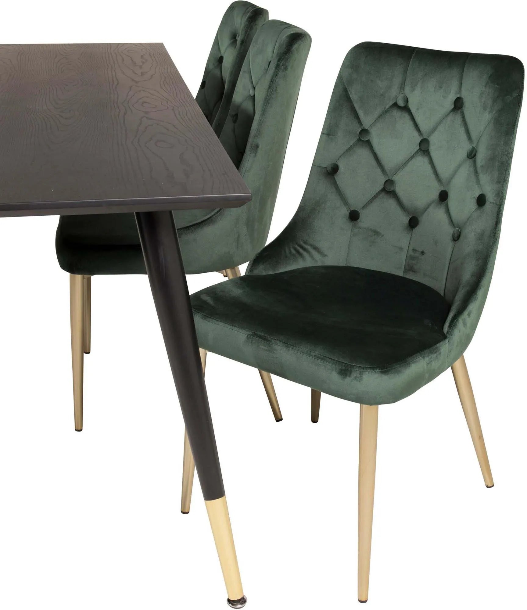 Luxuriöses Dipp Esszimmerset 180cm mit 6 samtigen Velvet Stühlen.