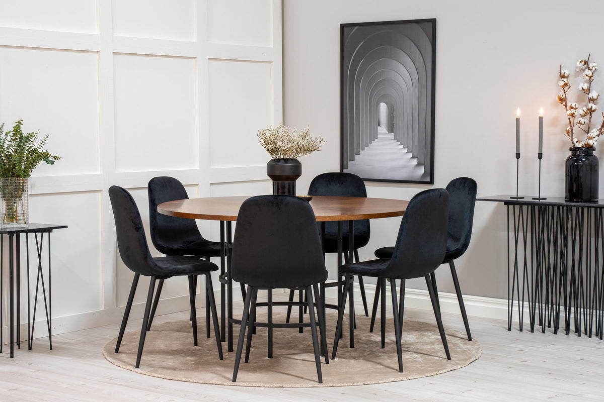 Esszimmerset Copenhagen + Polar ⌀140cm/6St. in Schwarz präsentiert im Onlineshop von KAQTU Design AG. Esszimmerset ist von Venture Home