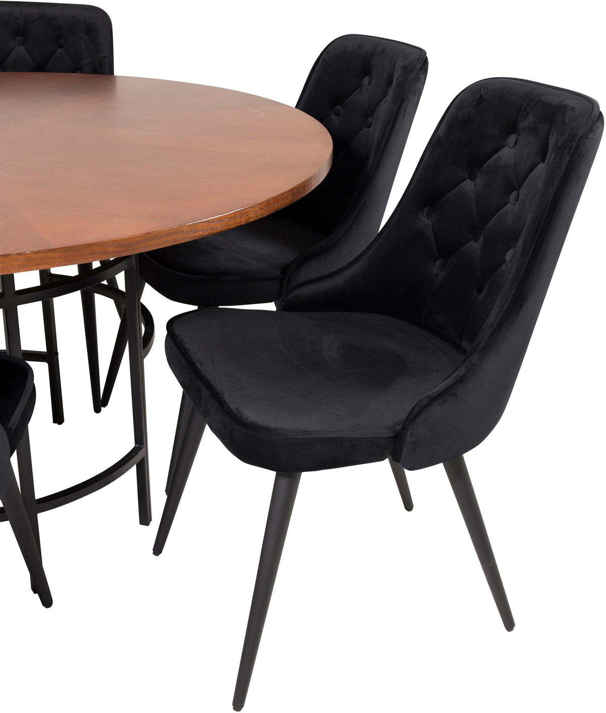Esszimmerset Copenhagen + Velvet Deluxe ⌀140cm/6St. in Braun / Schwarz präsentiert im Onlineshop von KAQTU Design AG. Esszimmerset ist von Venture Home