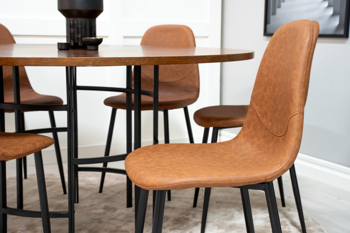 Esszimmerset Copenhagen + Polar ⌀140cm/6St. in Schwarz Braun präsentiert im Onlineshop von KAQTU Design AG. Esszimmerset ist von Venture Home