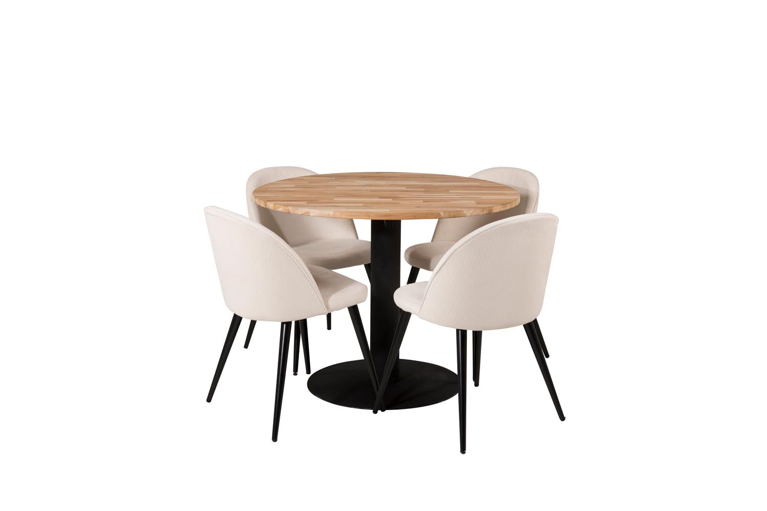 Cirebon Esszimmerset + Velvet ⌀100cm/4St. in Schwarz-Weiss präsentiert im Onlineshop von KAQTU Design AG. Esszimmerset ist von Venture Home