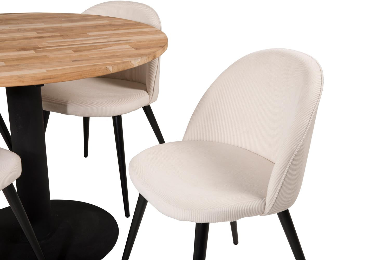 Cirebon Esszimmerset + Velvet ⌀100cm/4St. in Schwarz-Weiss präsentiert im Onlineshop von KAQTU Design AG. Esszimmerset ist von Venture Home
