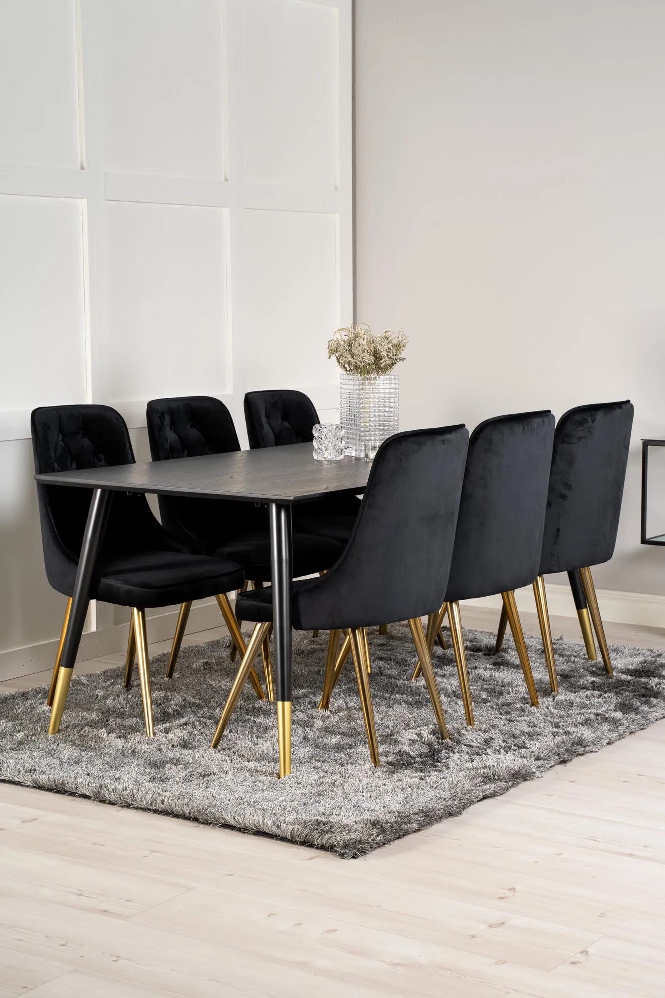 Elegantes Dipp Esszimmerset 180cm mit 6 Velvet-Stühlen von Venture Home.