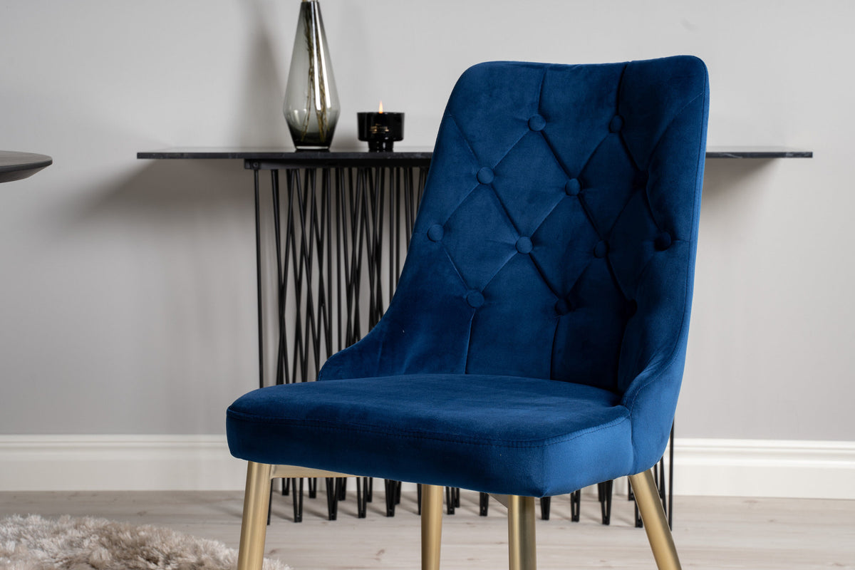 Dipp Esszimmerset + Velvet Deluxe ⌀115cm/4St. in Blau, Gold präsentiert im Onlineshop von KAQTU Design AG. Esszimmerset ist von Venture Home