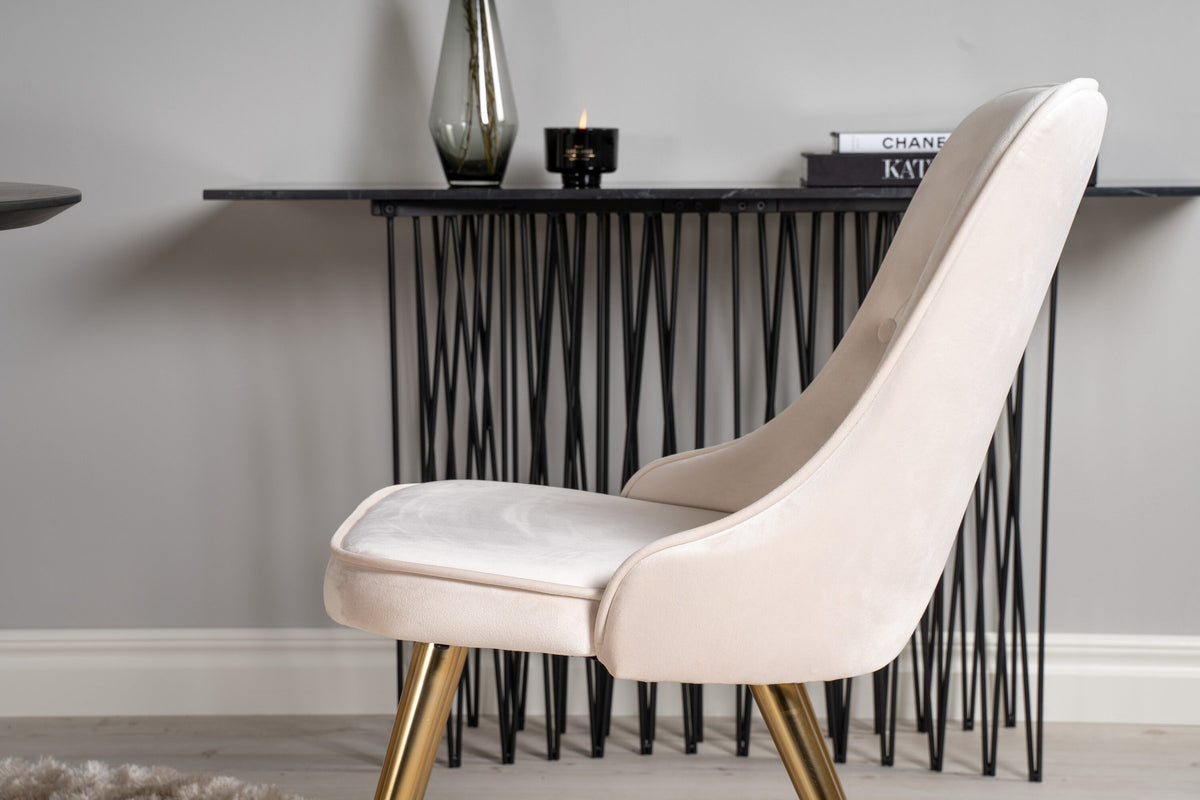 Dipp Esszimmerset + Velvet Deluxe ⌀115cm/4St. in Beige, Gold präsentiert im Onlineshop von KAQTU Design AG. Esszimmerset ist von Venture Home