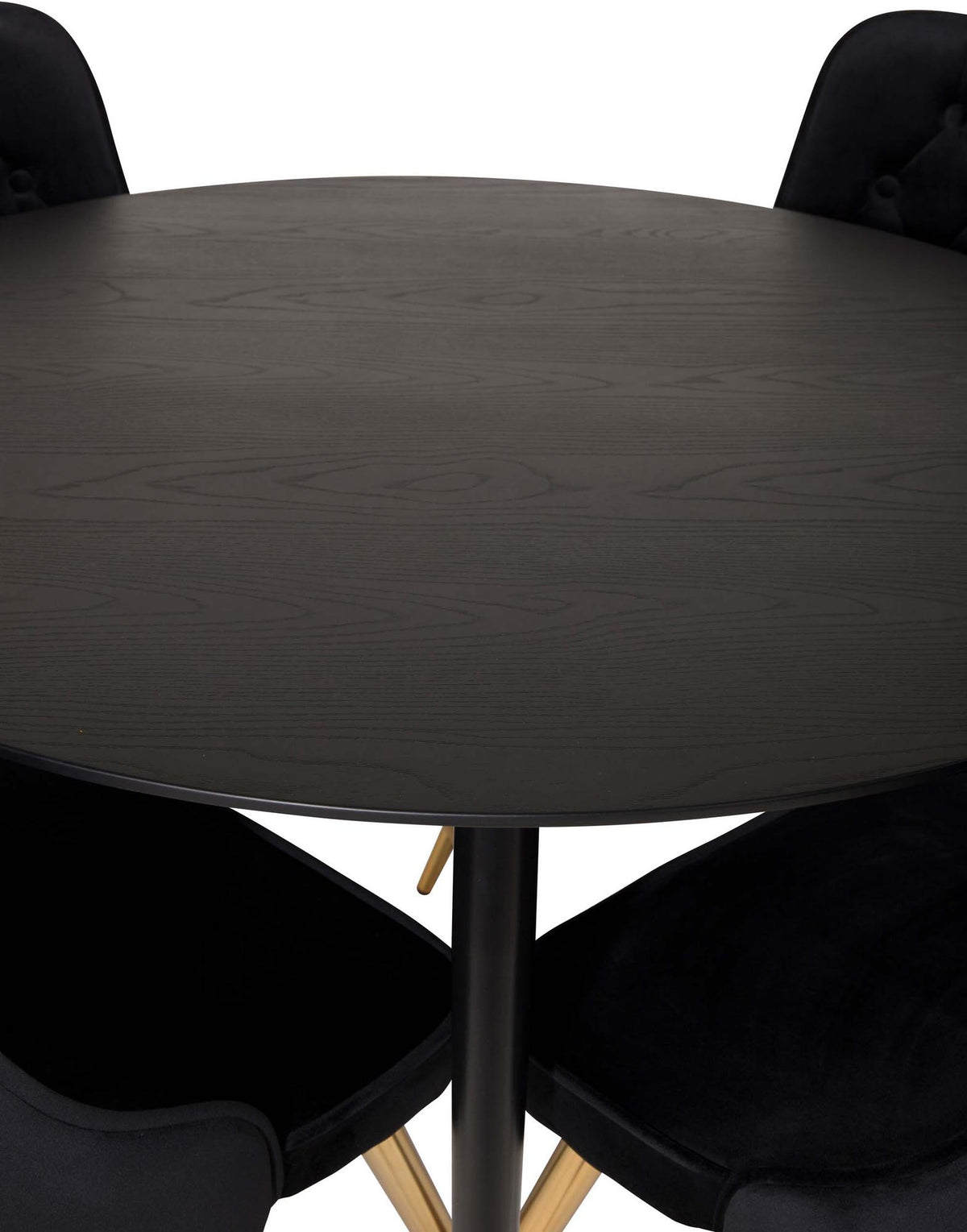 Dipp Esszimmerset + Velvet Deluxe ⌀115cm/4St. in Schwarz / Gold präsentiert im Onlineshop von KAQTU Design AG. Esszimmerset ist von Venture Home
