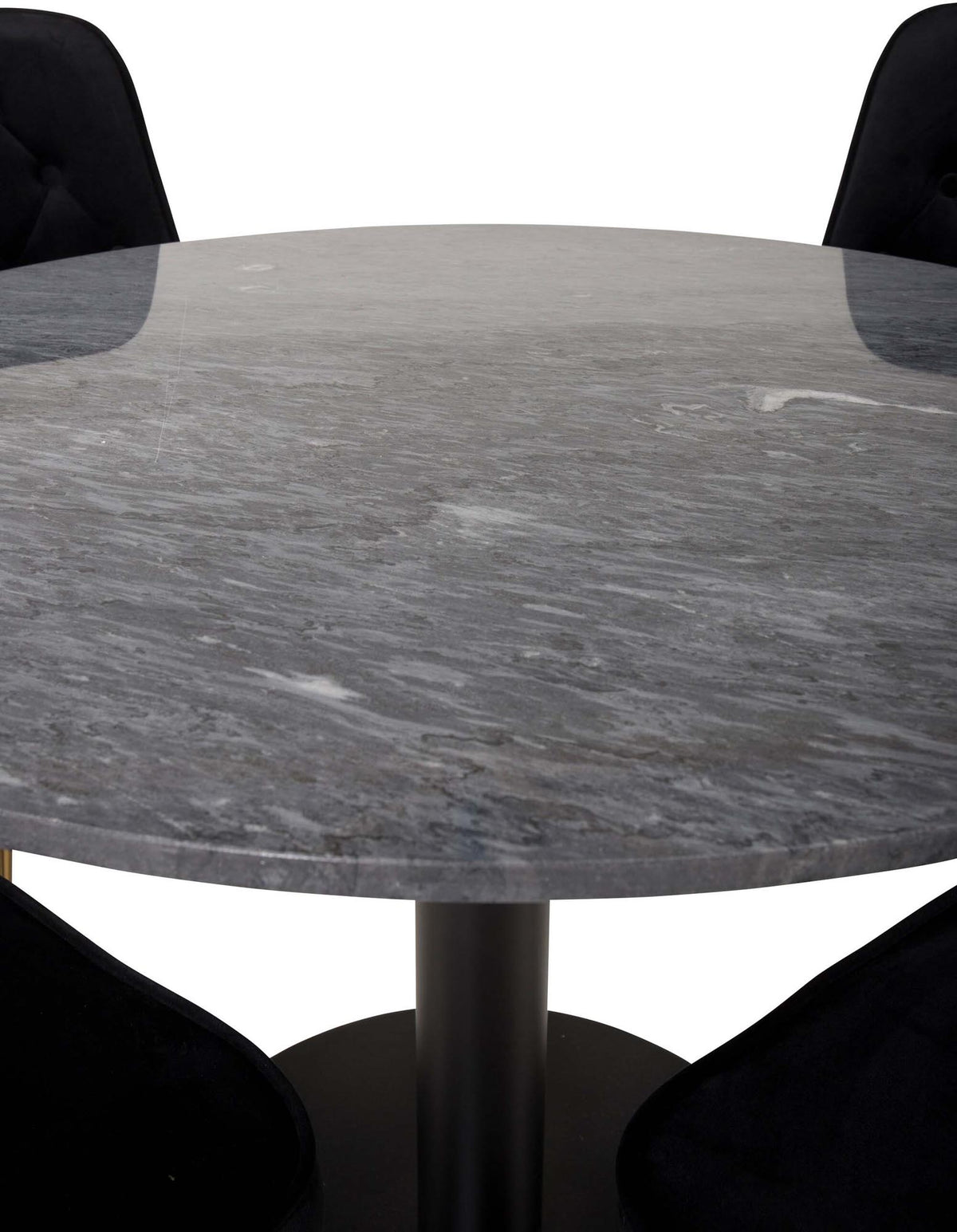 Estelle Esszimmerset + Velvet Deluxe ⌀106cm/4St. in Schwarz / Gold präsentiert im Onlineshop von KAQTU Design AG. Esszimmerset ist von Venture Home