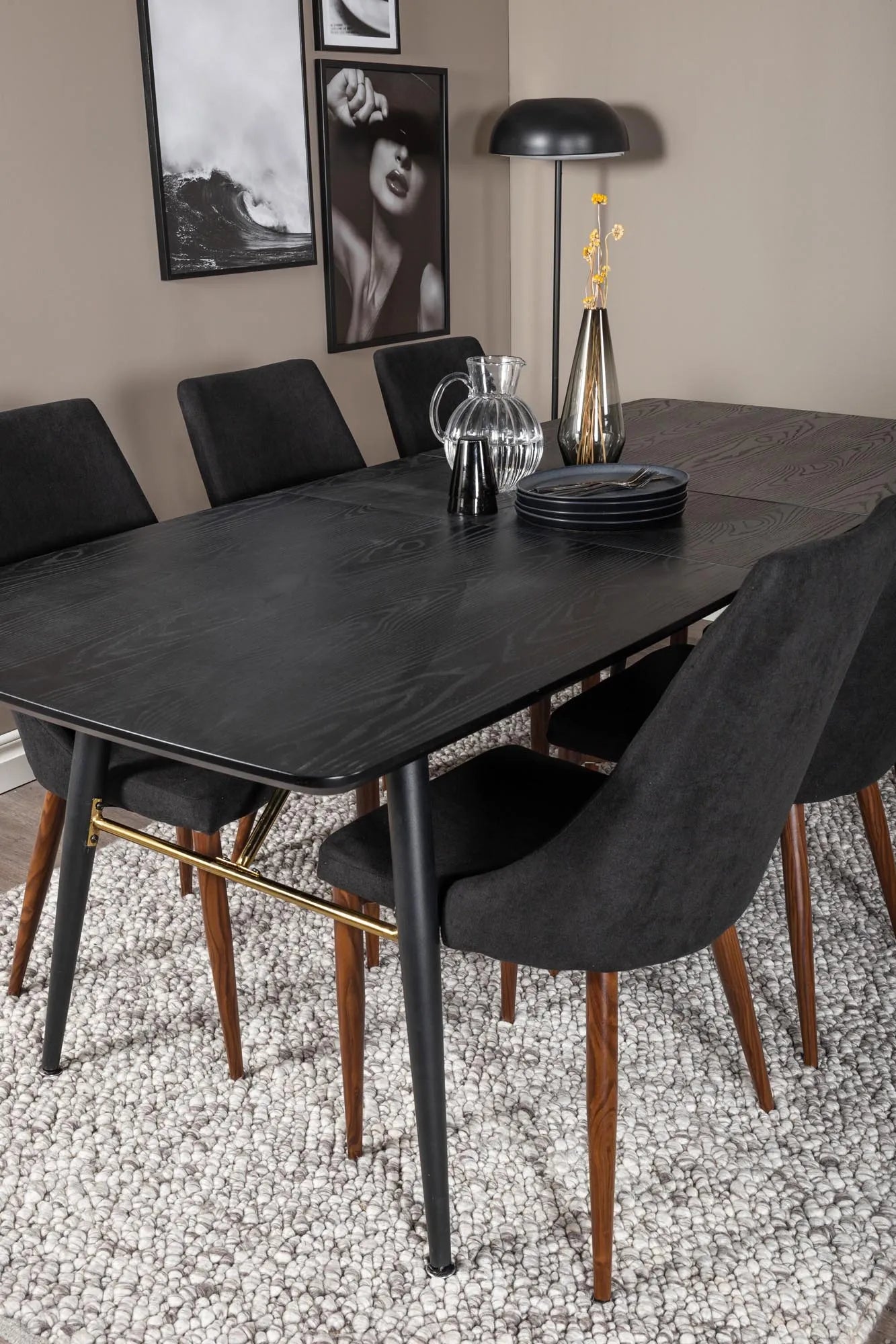 Stilvolles Gold Esszimmerset, erweiterbar, 6 Stühle, Venture Home.