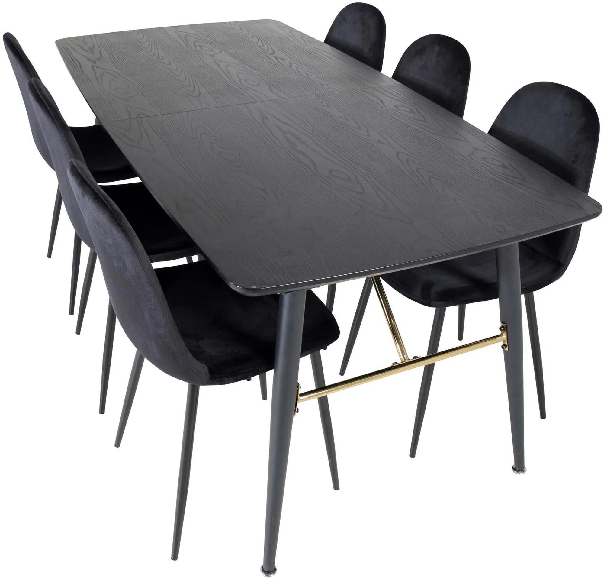 Stilvolles Gold Esszimmerset, erweiterbar, 180cm, 6 Stühle, Venture Home.