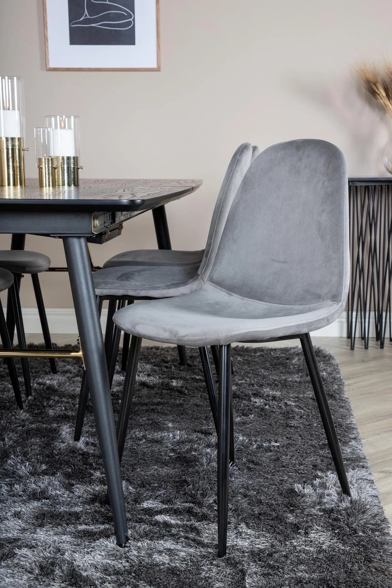 Elegantes Esszimmerset Gold, erweiterbar, 180cm, 6 Stühle, Venture Home.