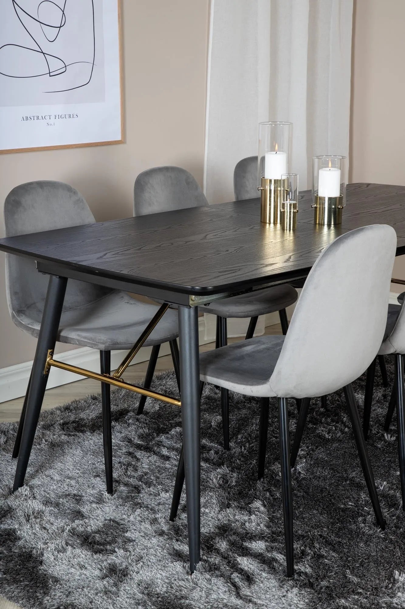 Stilvolles Gold Esszimmerset, erweiterbar, 180cm, 6 Stühle, Venture.