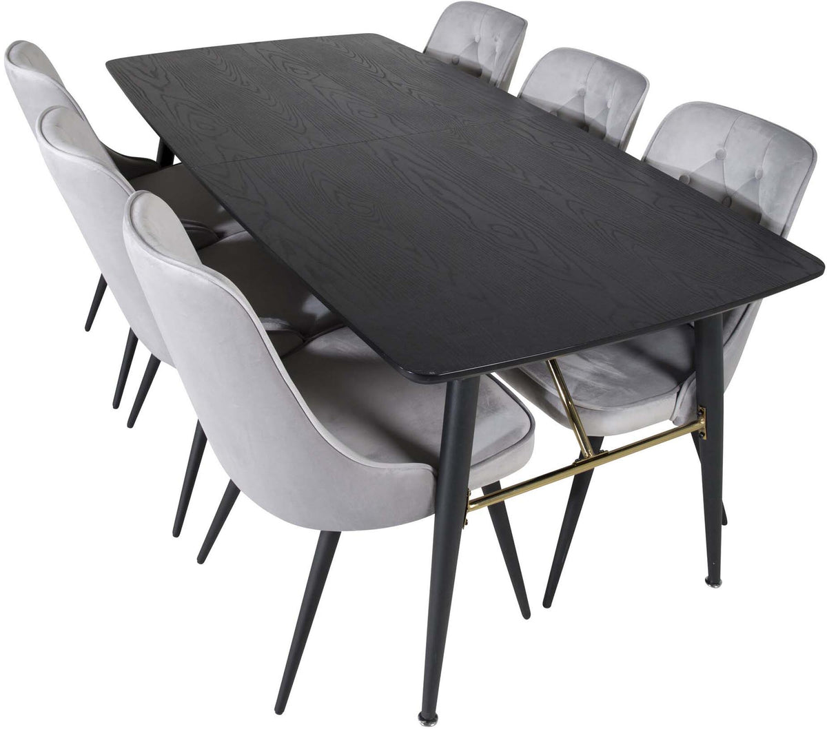 Gold Esszimmerset ausziehbar + Velvet Deluxe 180cm/6St. in Schwarz präsentiert im Onlineshop von KAQTU Design AG. Esszimmerset ist von Venture Home