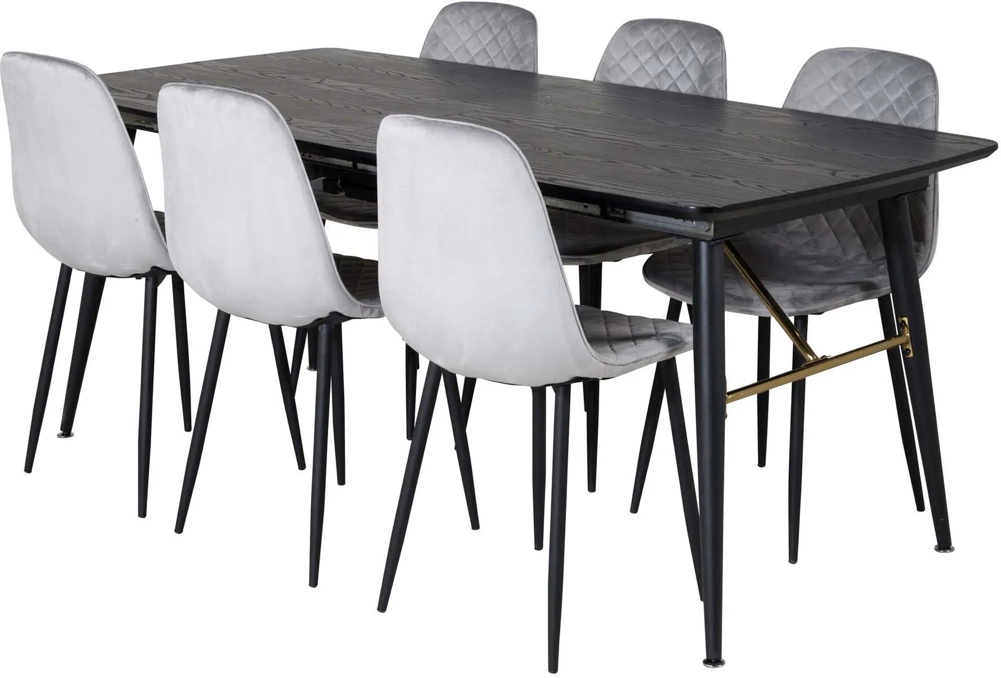 Elegantes Gold Esszimmerset, erweiterbar, 180cm, 6 Stühle, modern.