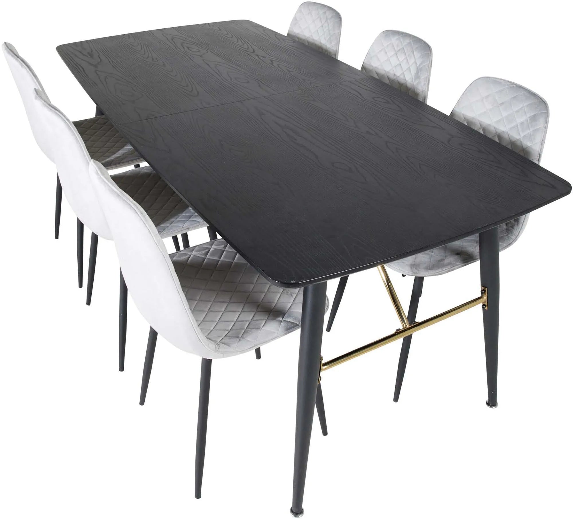 Stilvolles Gold Esszimmerset, ausziehbar, 180cm, 6 Stühle, Venture Home.