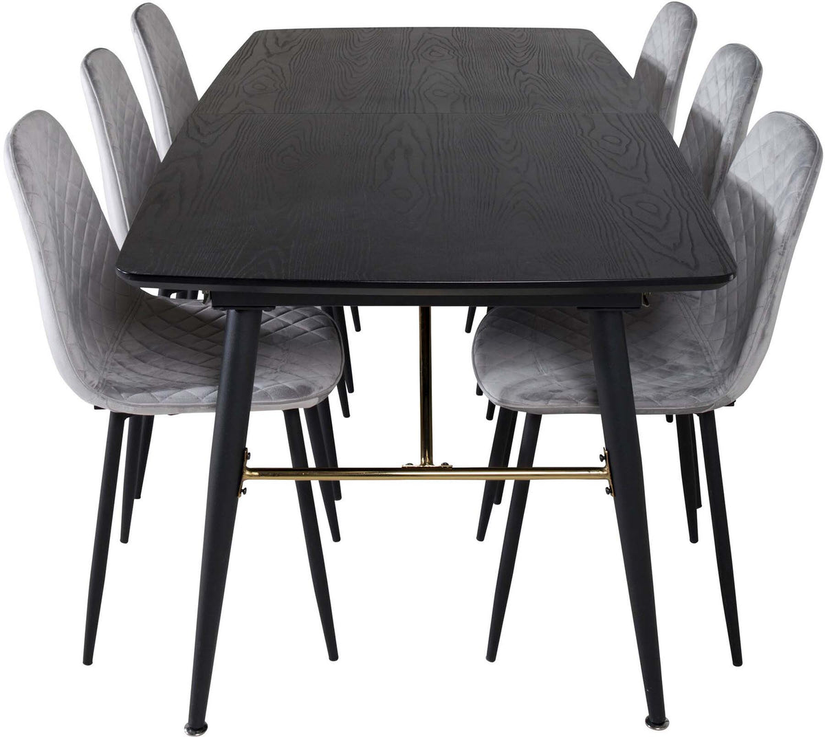 Gold Esszimmerset ausziehbar + Polar 180cm/6St. in Schwarzgrau präsentiert im Onlineshop von KAQTU Design AG. Esszimmerset ist von Venture Home
