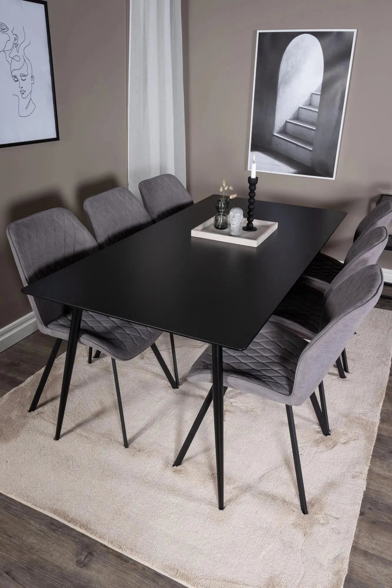 Elegantes Silar Esszimmerset mit 6 Gemma-Stühlen, 180cm, von Venture.
