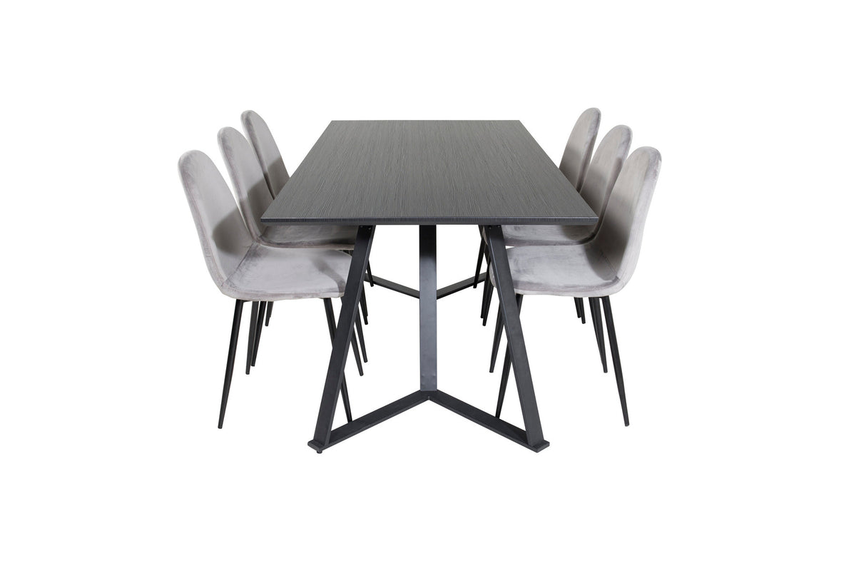 Marina Esszimmerset Polar 180cm/6St. in Schwarzgrau präsentiert im Onlineshop von KAQTU Design AG. Esszimmerset ist von Venture Home