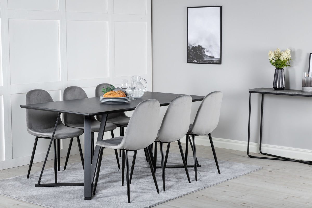 Marina Esszimmerset Polar 180cm/6St. in Schwarzgrau präsentiert im Onlineshop von KAQTU Design AG. Esszimmerset ist von Venture Home