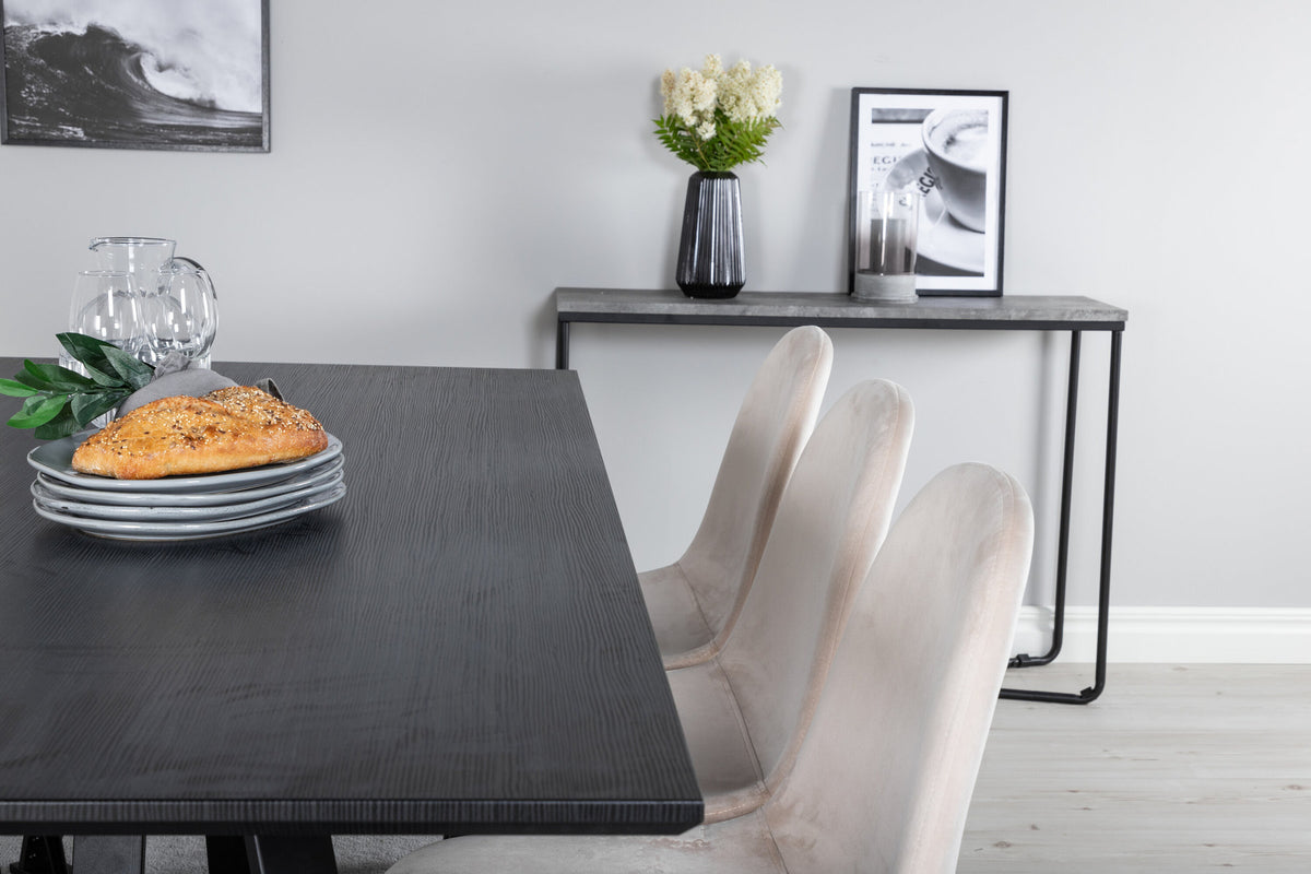 Marina Esszimmerset Polar 180cm/6St. in Beige, Schwarz präsentiert im Onlineshop von KAQTU Design AG. Esszimmerset ist von Venture Home