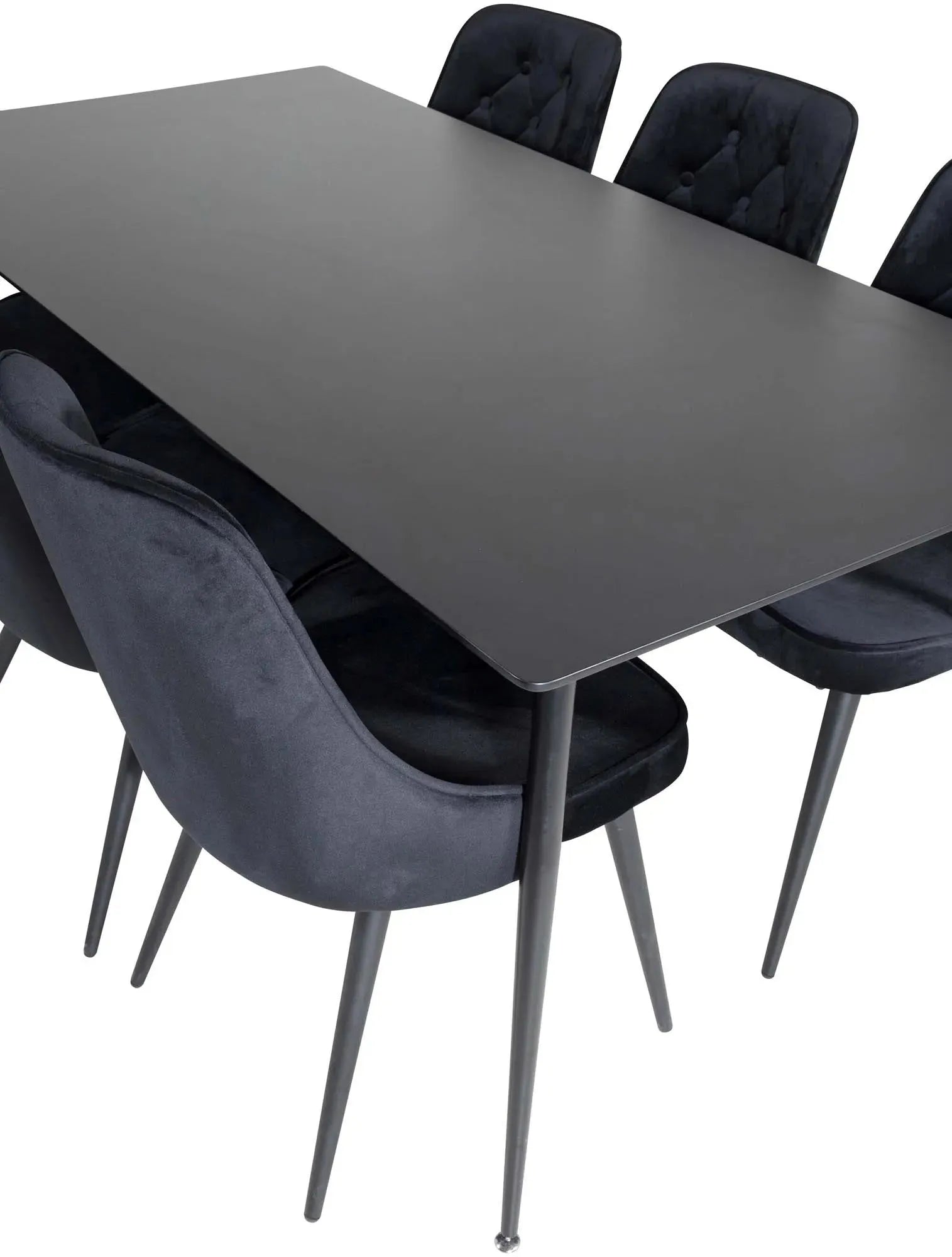 Luxuriöses Silar Esszimmerset mit 6 Velvet Deluxe Stühlen, 180cm.