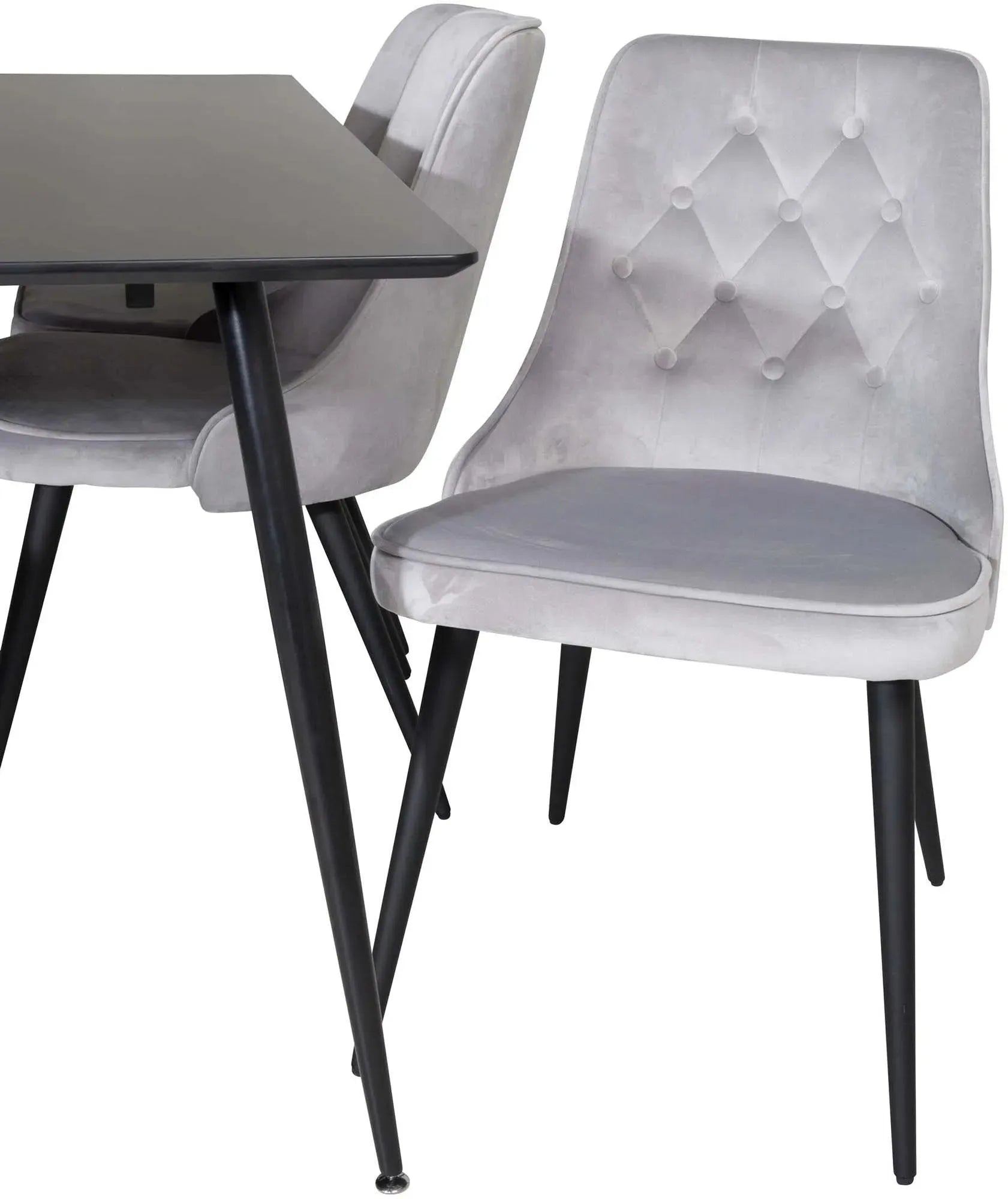 Stilvolles Silar Esszimmerset: 180cm Tisch mit 6 Velvet Stühlen.