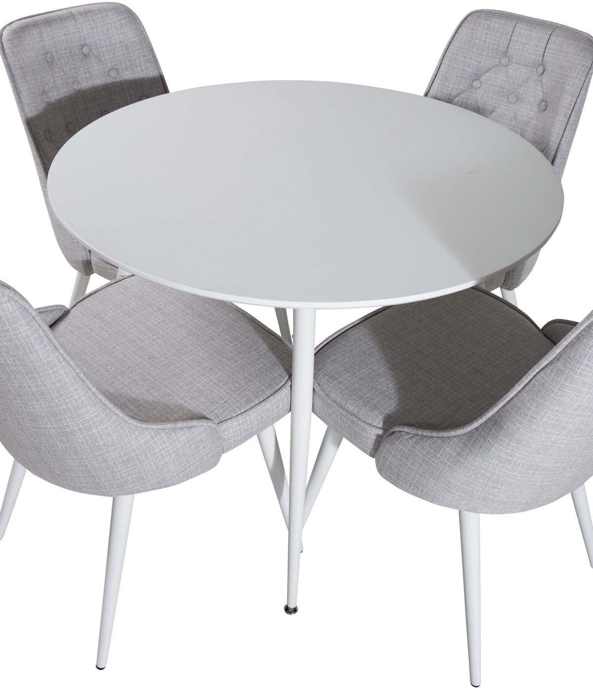 Plaza Esszimerset + Velvet Deluxe ⌀100cm/4St. in Weiss präsentiert im Onlineshop von KAQTU Design AG. Esszimmerset ist von Venture Home