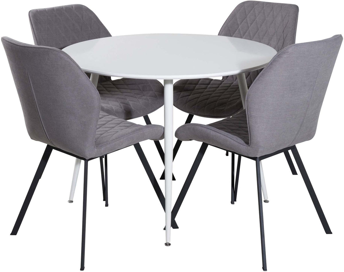 Plaza Esszimmerset + Gemma ⌀100cm/4St. in Weiss / Grau / Schwarz  präsentiert im Onlineshop von KAQTU Design AG. Esszimmerset ist von Venture Home