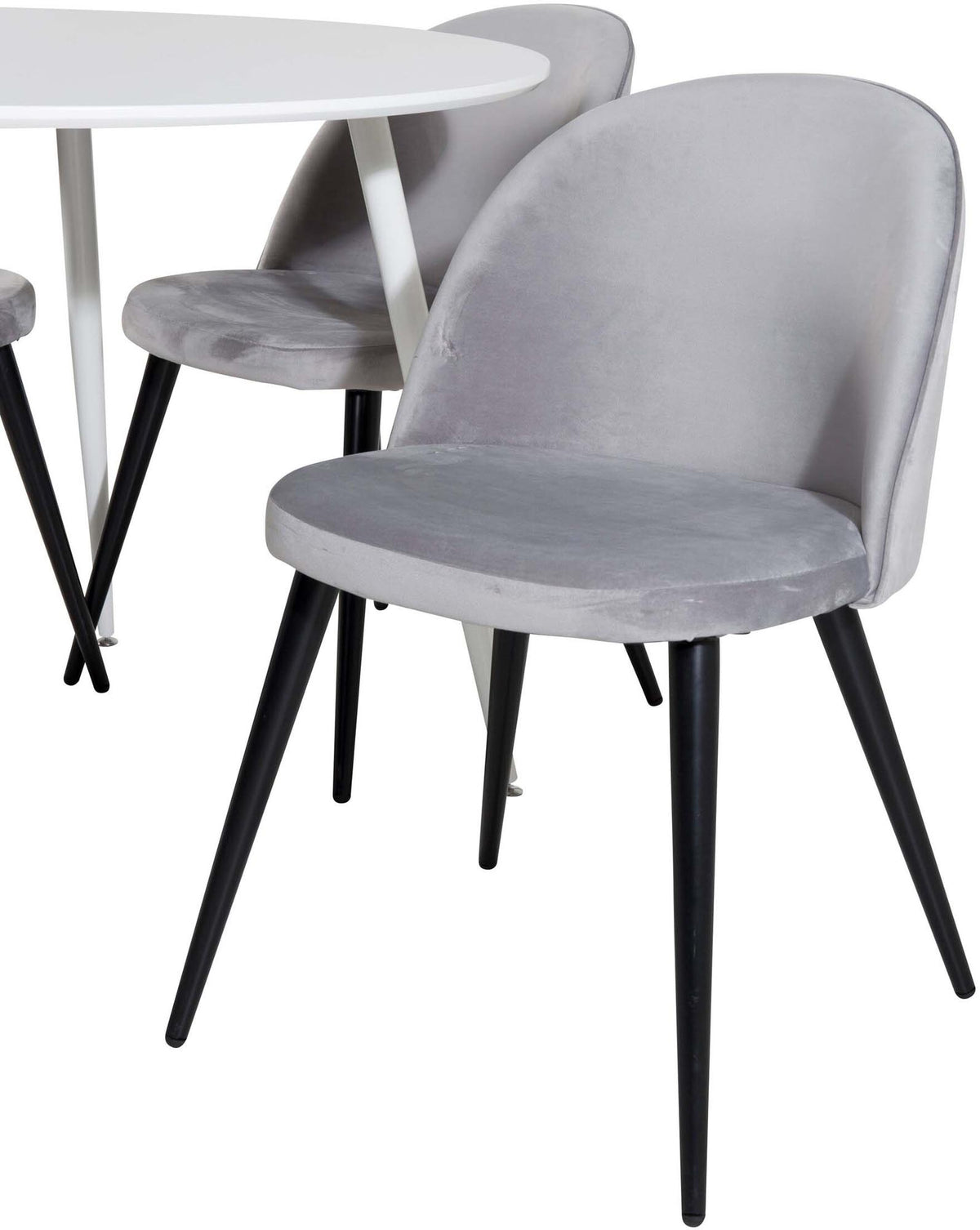 Plaza Esszimerset + Velvet ⌀100cm/4St. in Weiss / Grau / Schwarz  präsentiert im Onlineshop von KAQTU Design AG. Esszimmerset ist von Venture Home